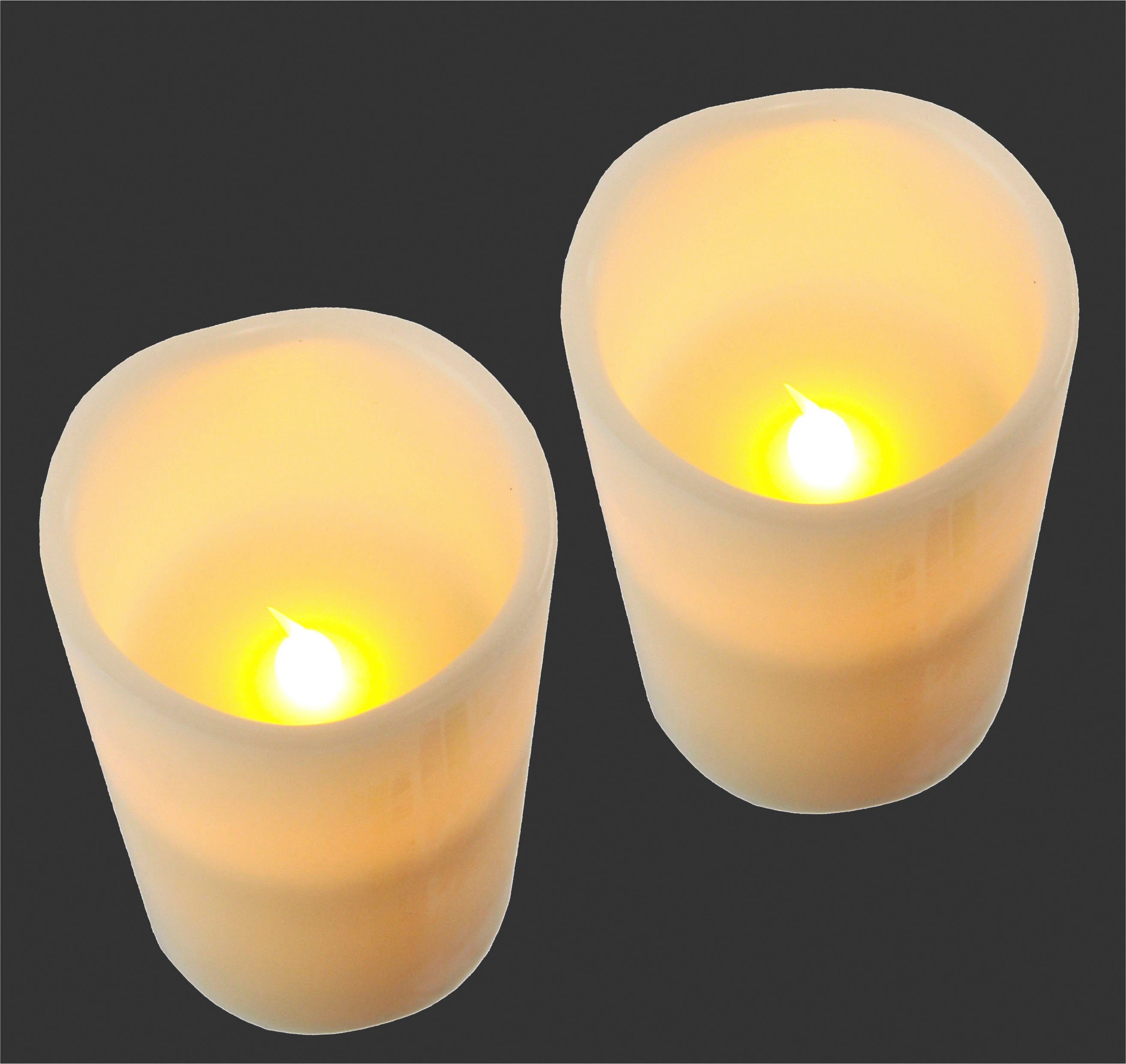 I.GE.A. LED-Kerze LED-Kerzen Flackernd Warmweiß 2er Set Stumpenkerze Deko Valentinstag, Romantische Dekoration Creme Echtwachs romantisch – Bild 2 von 5