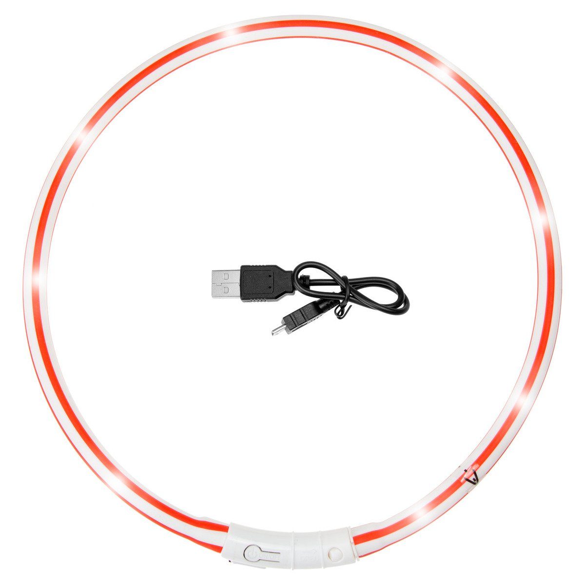 Leuchthalsband Visio Light LED Schlauchhalsband rot-weiß