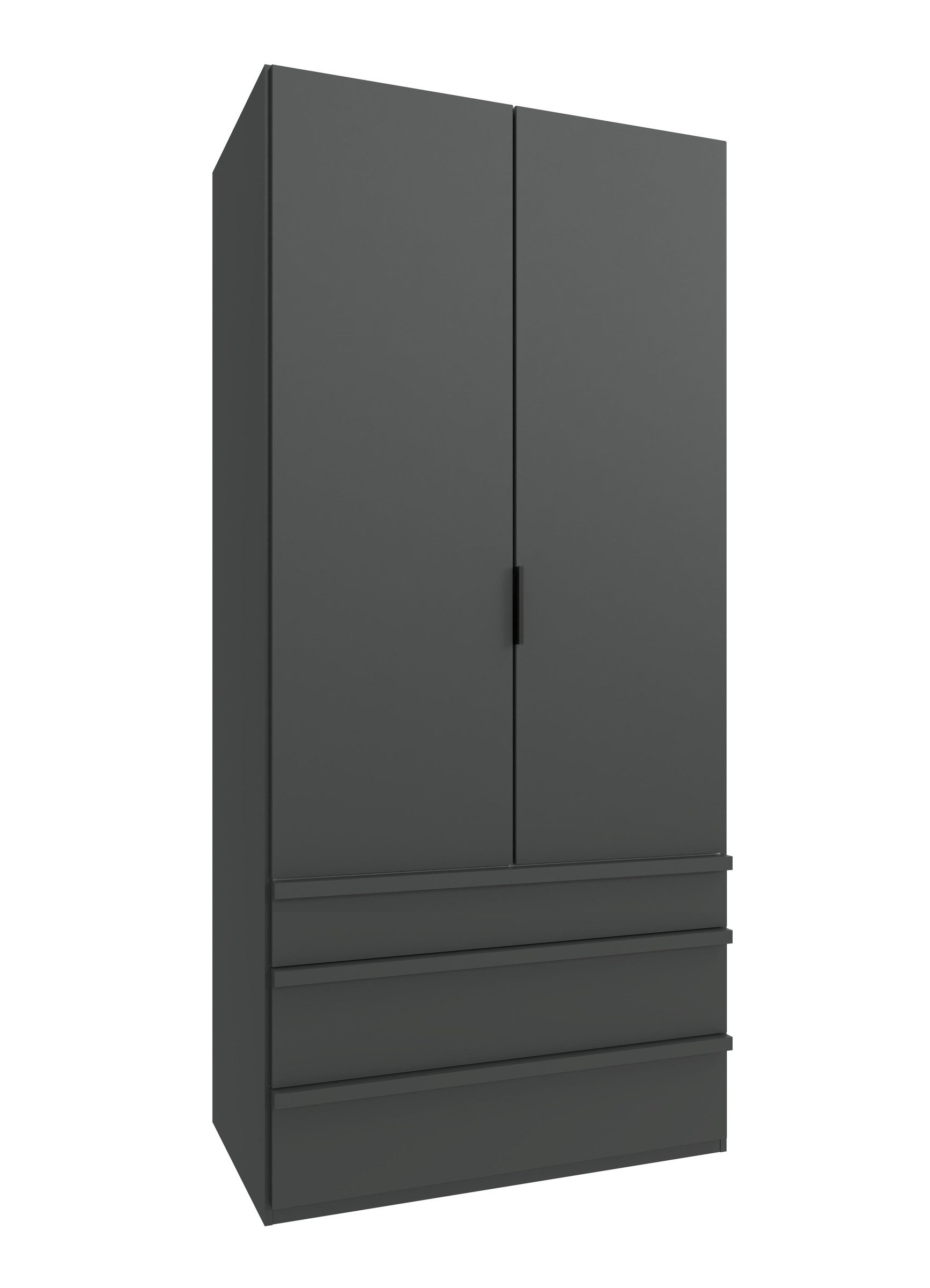 freiraum Falttürenschrank OXFORD in GRAPHIT mit Schubladen - 100x216x58cm (BxHxT)