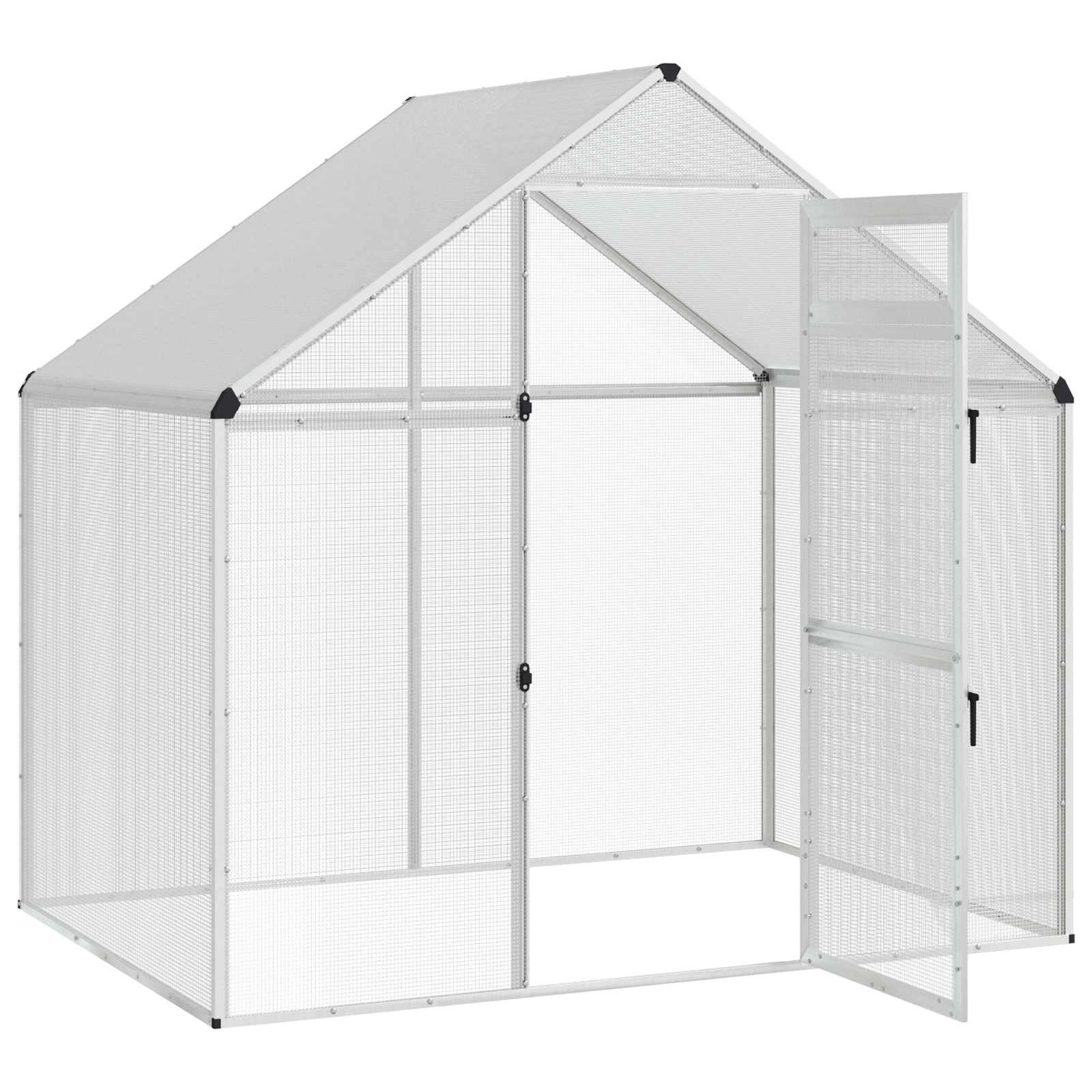 vidaXL Voliere 181,5 x 110,5 x 173,5 cm Vogelkäfig Silber 181,5x110,5x173,5 cm