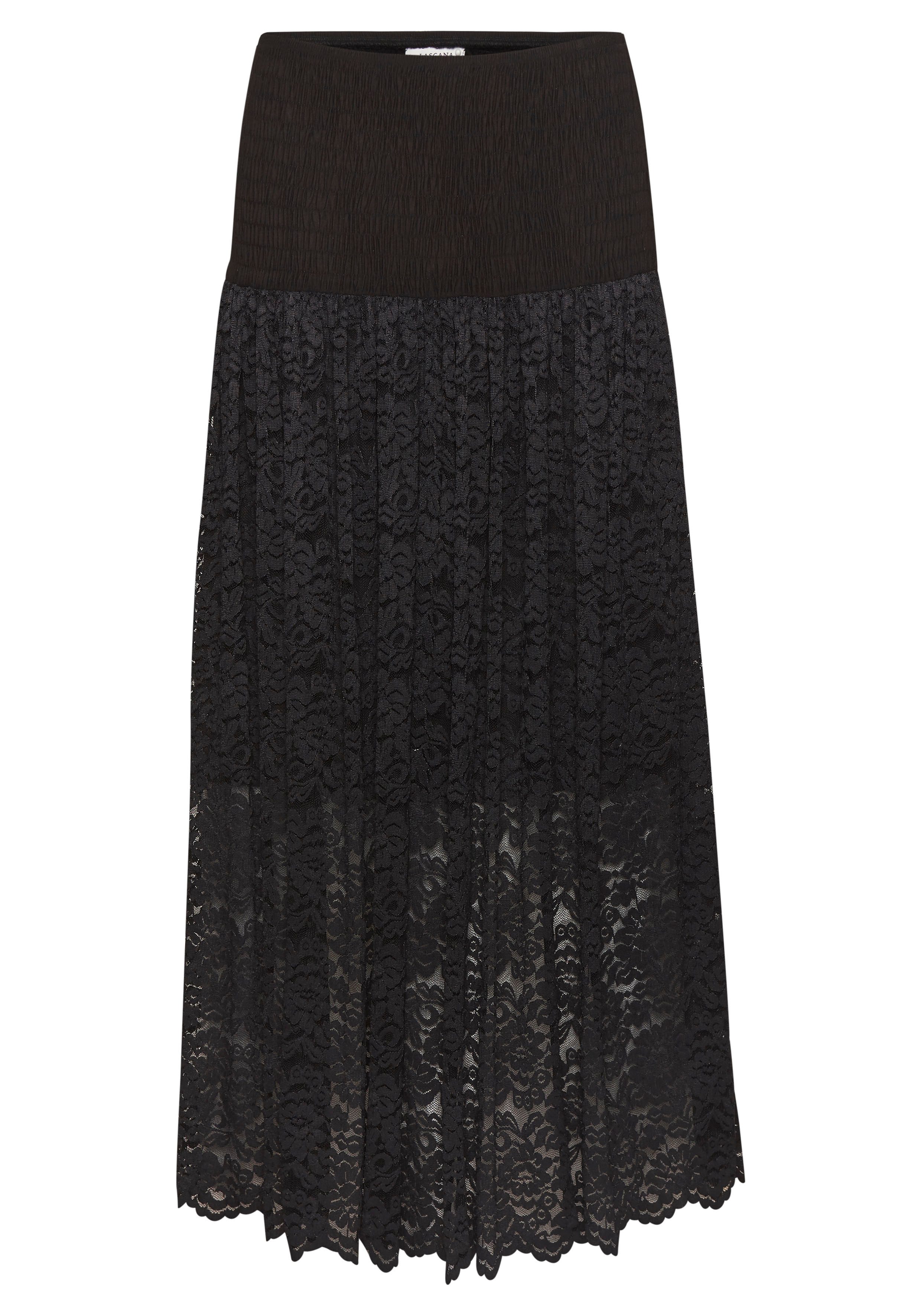 LASCANA 2-in-1-Kleid aus geblümter Spitze, auch als Maxirock tragbar verspieltes Sommerkleid, Spitzenkleid, Bandeaukleid, Spitzenrock – Bild 3 von 5