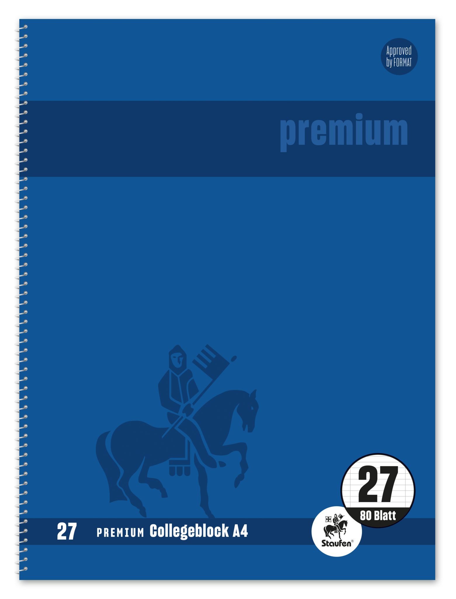 Notizblock Collegeblock Premium LIN 27 - A4 80 Blatt 90 g/qm blau liniert mit Dop