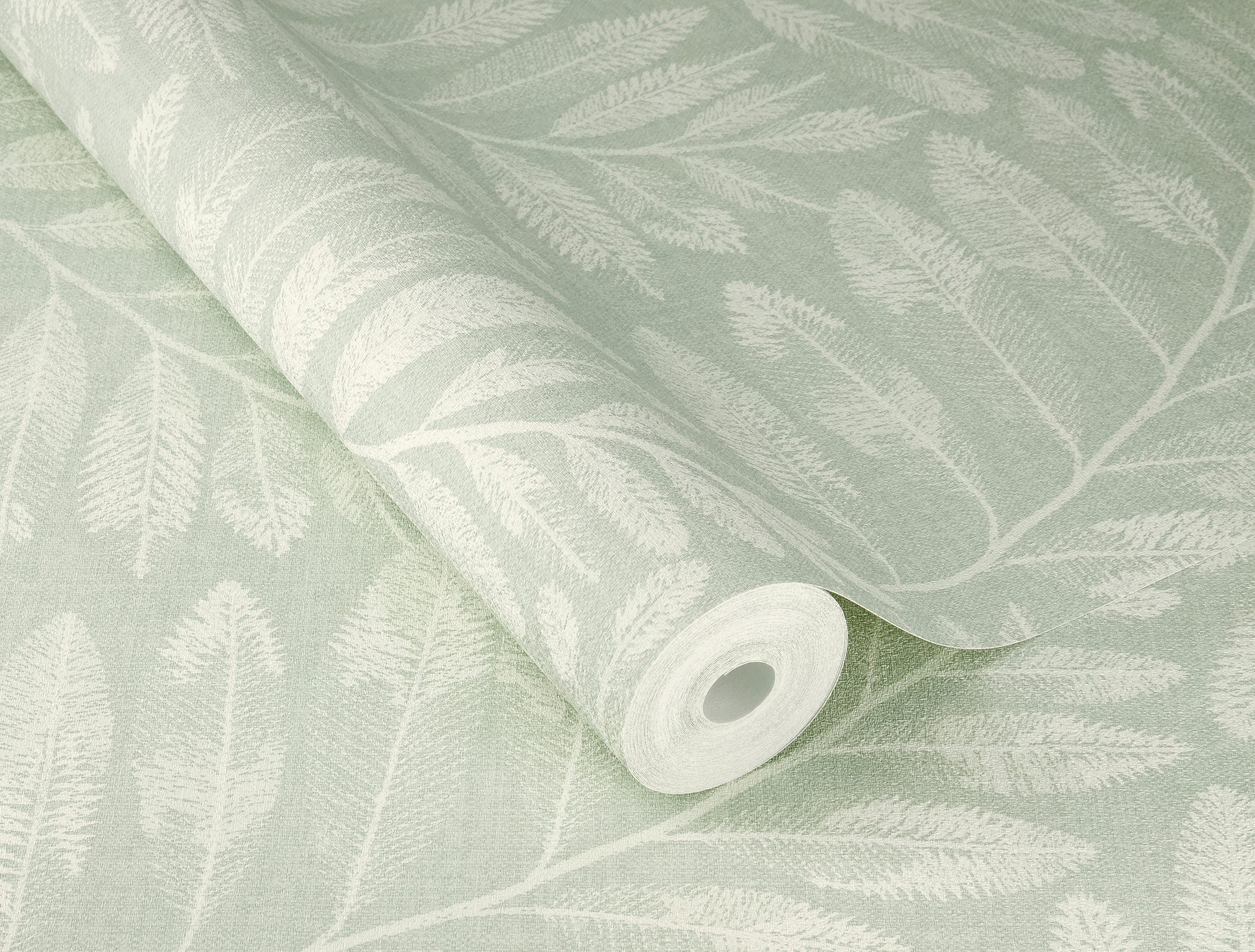 Rasch Vliestapete stilisierte Blätter in Grün und Beige - Botanical, strukturiert, natürlich, matt, gemustert, botanisch, (1 Rolle, 1 St), Blätter