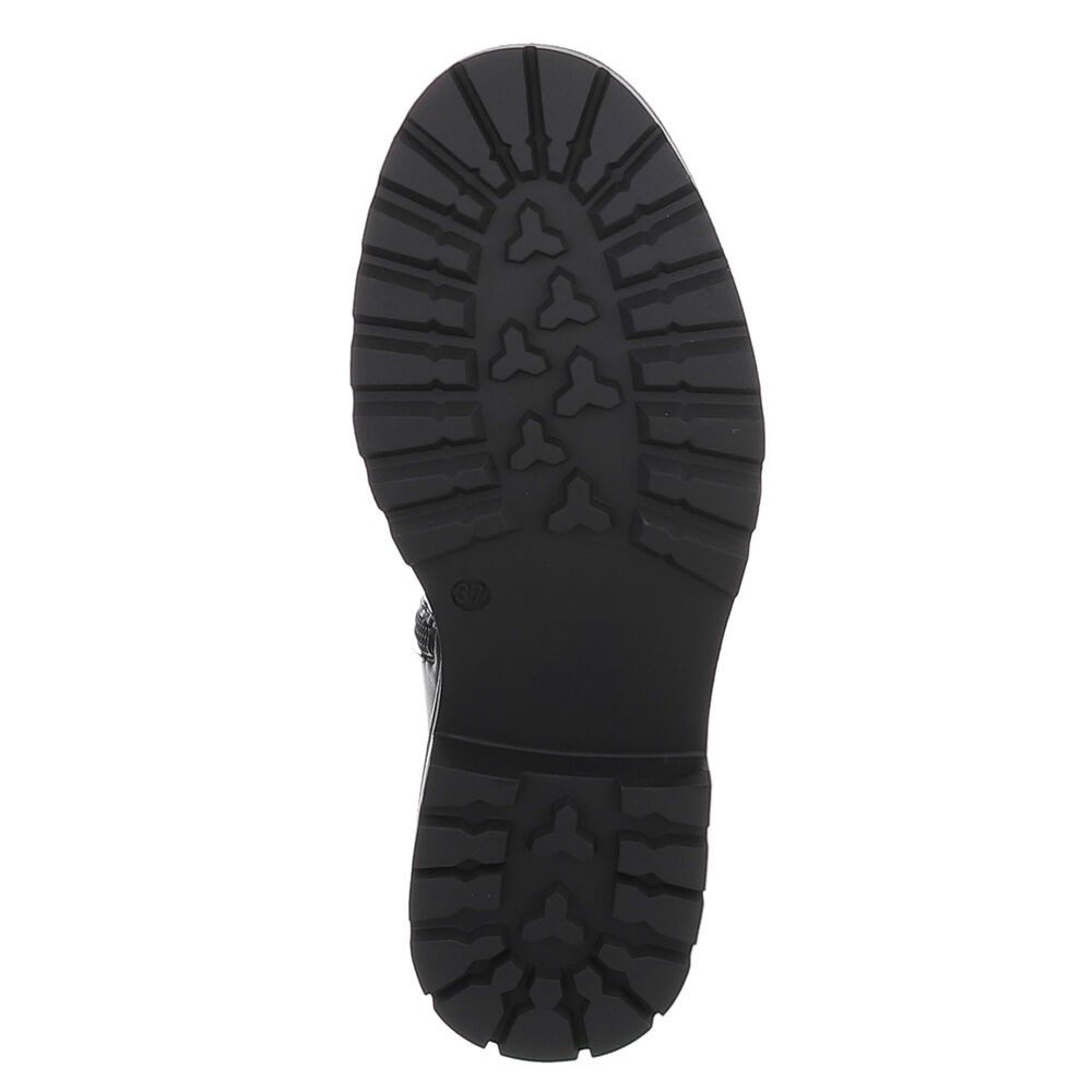 Ital-Design Modische Stiefel für Damen mit geradem Schaft und Komfort Plateaustiefel (90417958) Blockabsatz Stiefel in Schwarz
