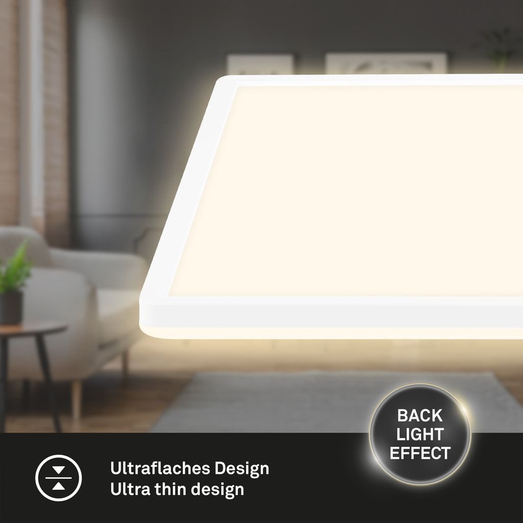 Briloner Leuchten LED Deckenleuchte 7558016, Bluetooth, LED fest integriert, 2700K - Extra-Warmweiß, Farbtemperatur über CTS Schalter regelbar, eckig, weiß, 29,3 cm