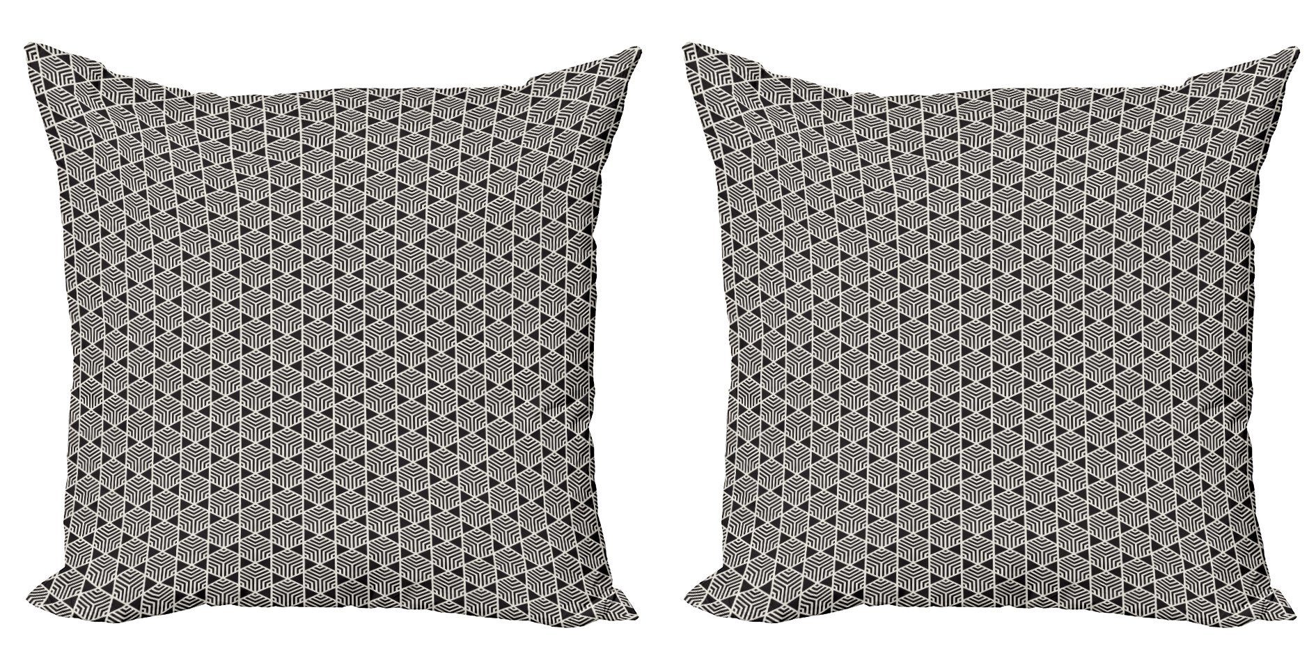Kissenbezüge Modern Accent Doppelseitiger Digitaldruck, Abakuhaus (2 Stück), Gitter Hexagons Einfache Linien Gitter