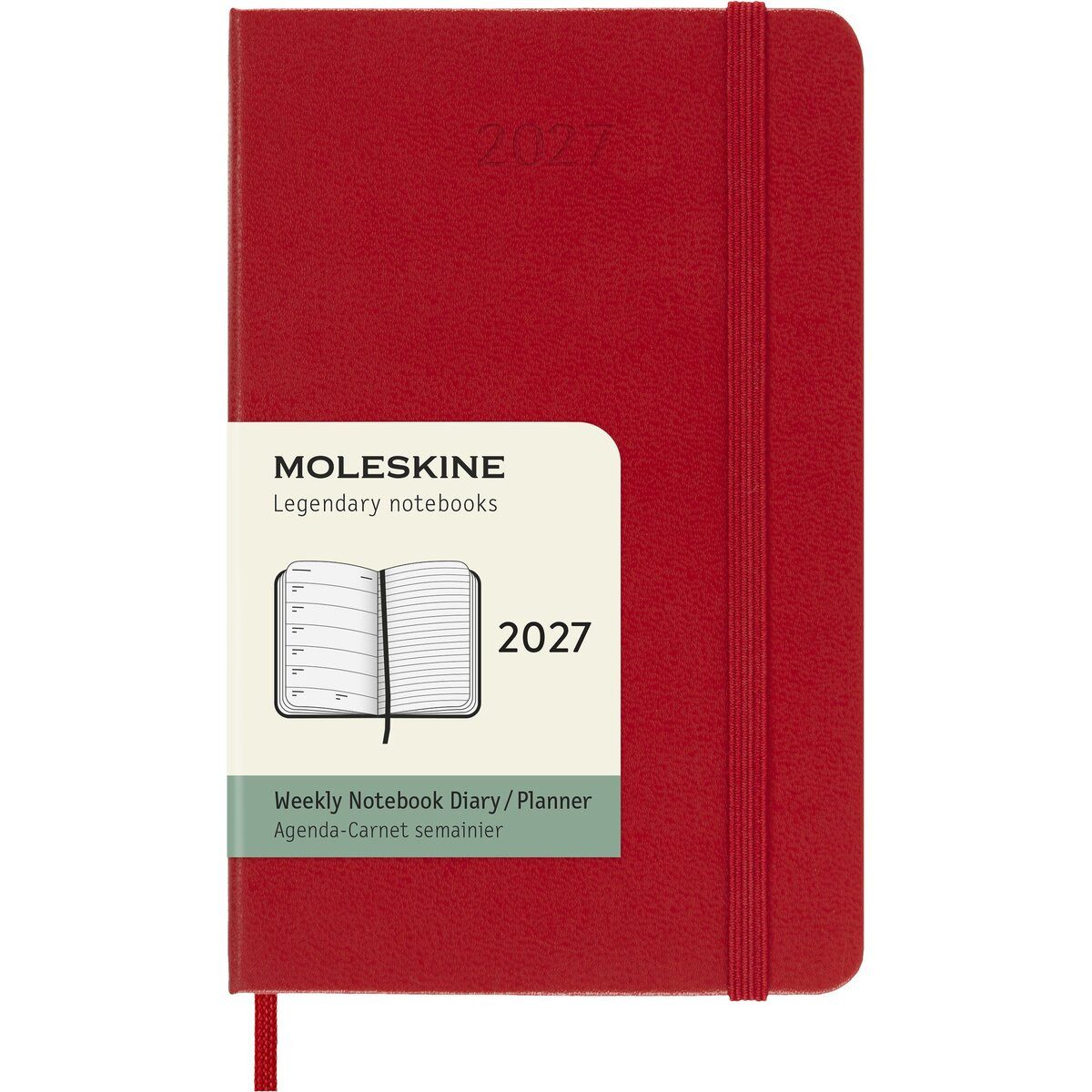 MOLESKINE Buchkalender Wochenkalender 12 Monate Pocket A6 1 Woche/Seiten horizontal fester Ei