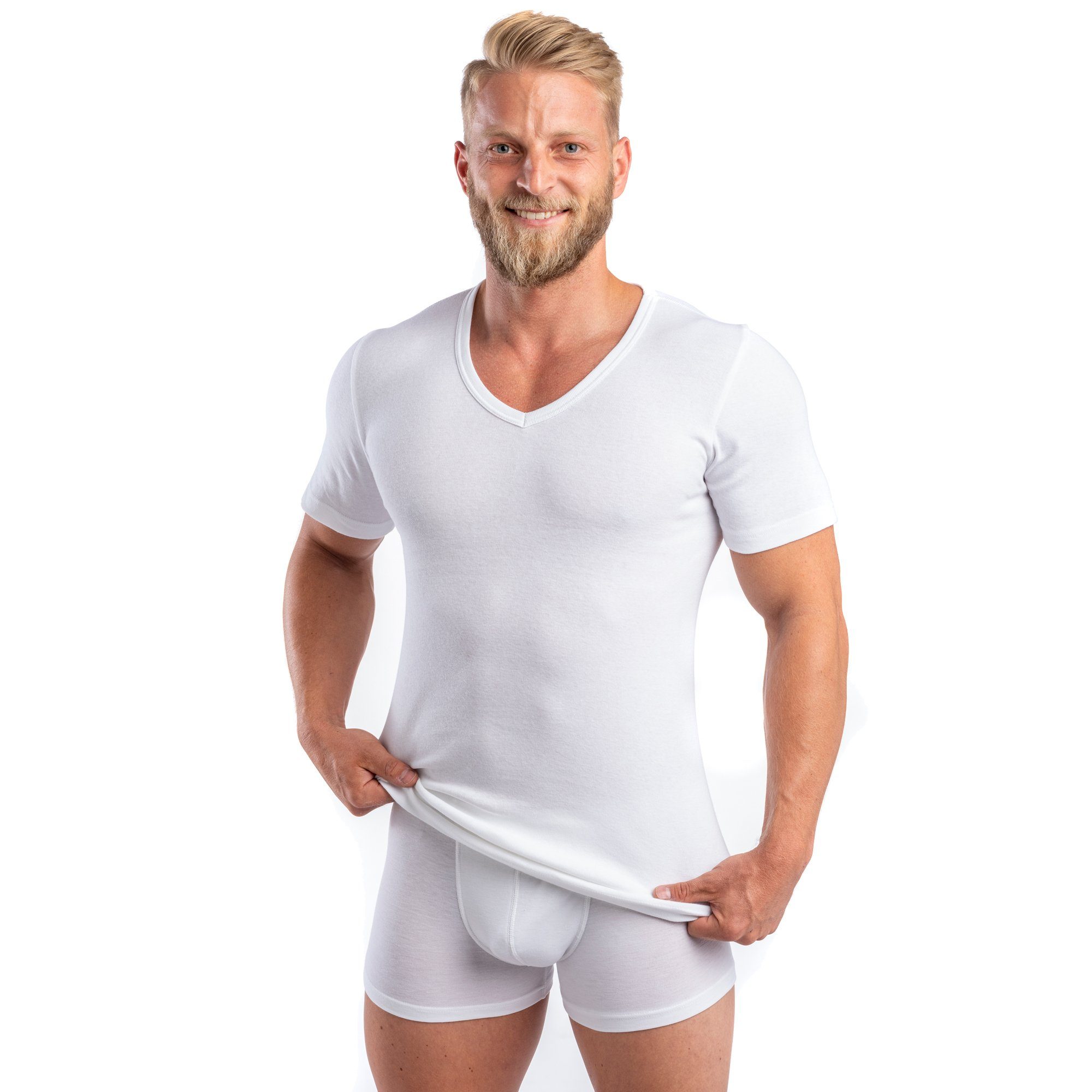 HERMKO Unterziehshirt 554880 kurzarm Shirt V-Ausschnitt weiches angenehmes günstig online kaufen