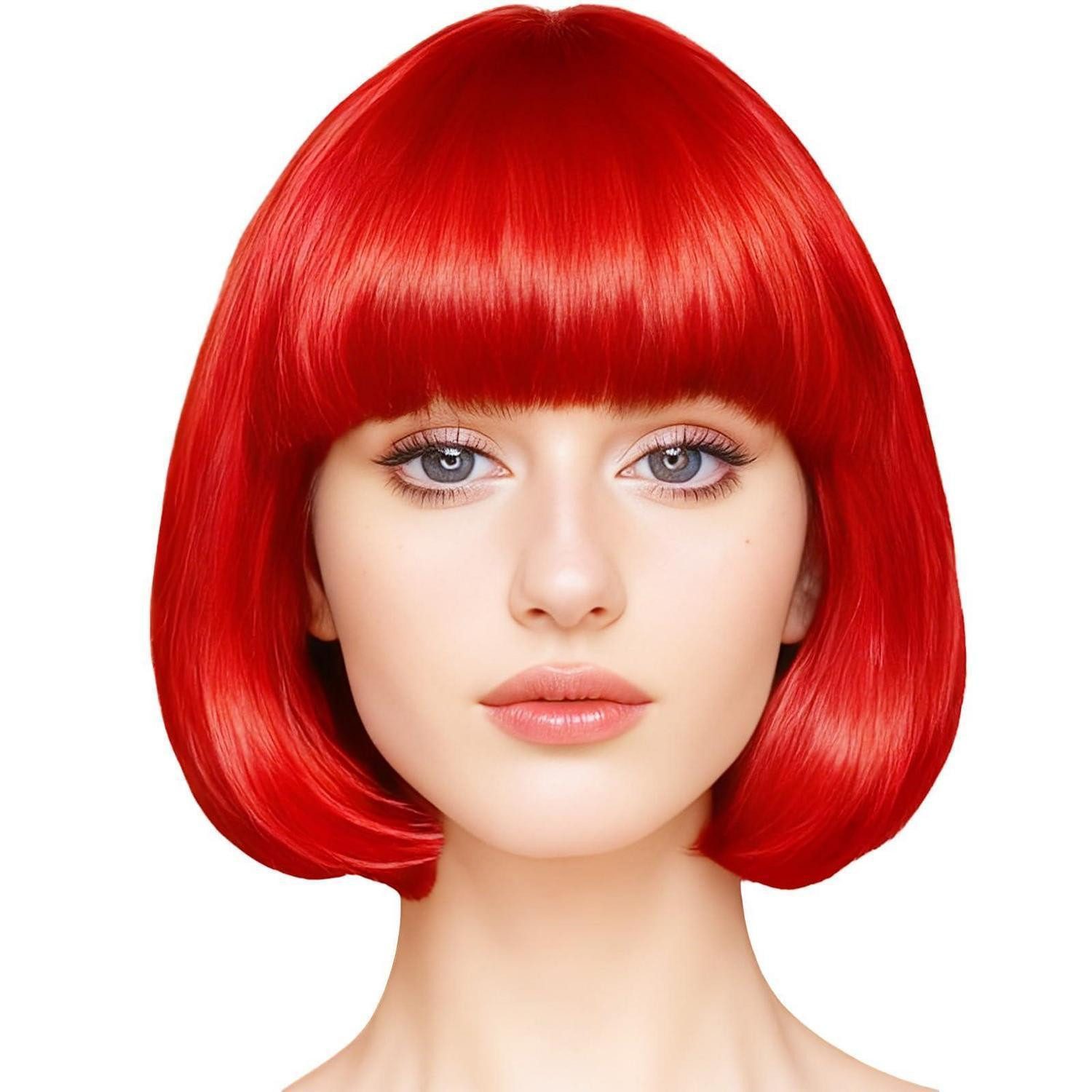 LuxusKollektion Kostüm-Perücke Perücke Bob Damen Pony Kunsthaar Fasching Karneval Rot