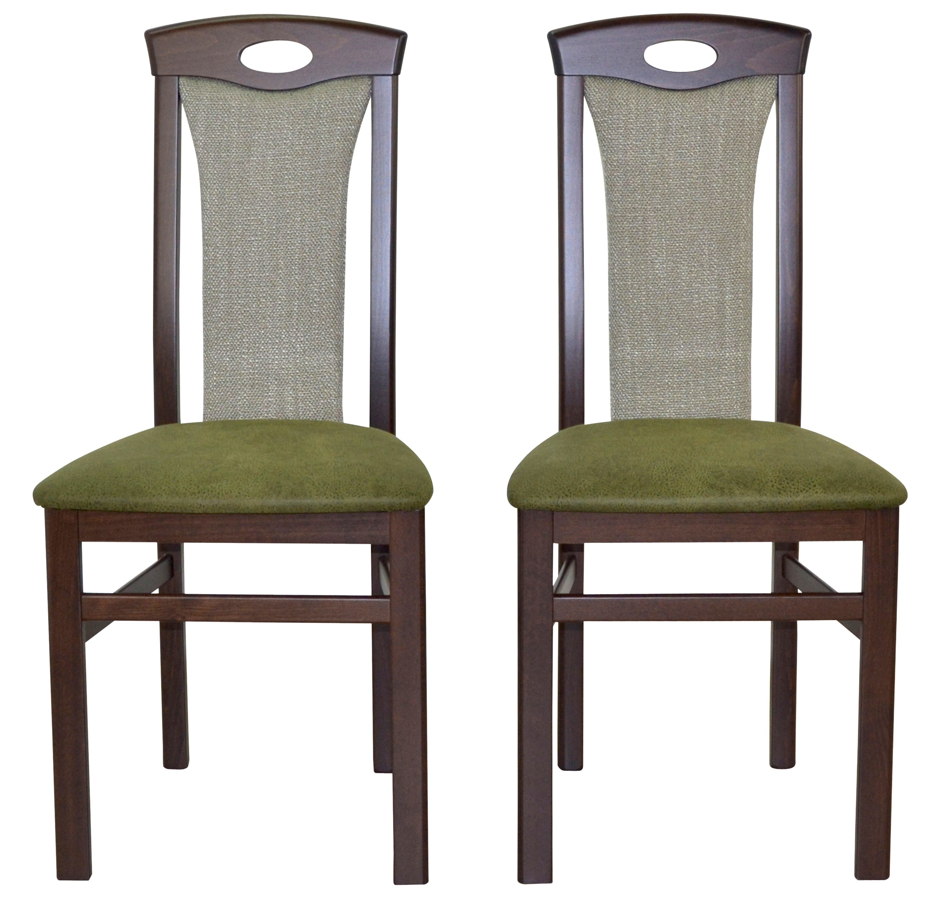 moebel-direkt-online 4-Fußstuhl Esszimmerstuhl Nussbaum (2er-Set), Gestell aus Massivholz Buche