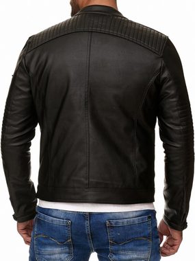 Reslad Lederimitatjacke Reslad Kunstlederjacke Herren-Jacke Leder-Jacke Biker-Design Jacke mit Zippern