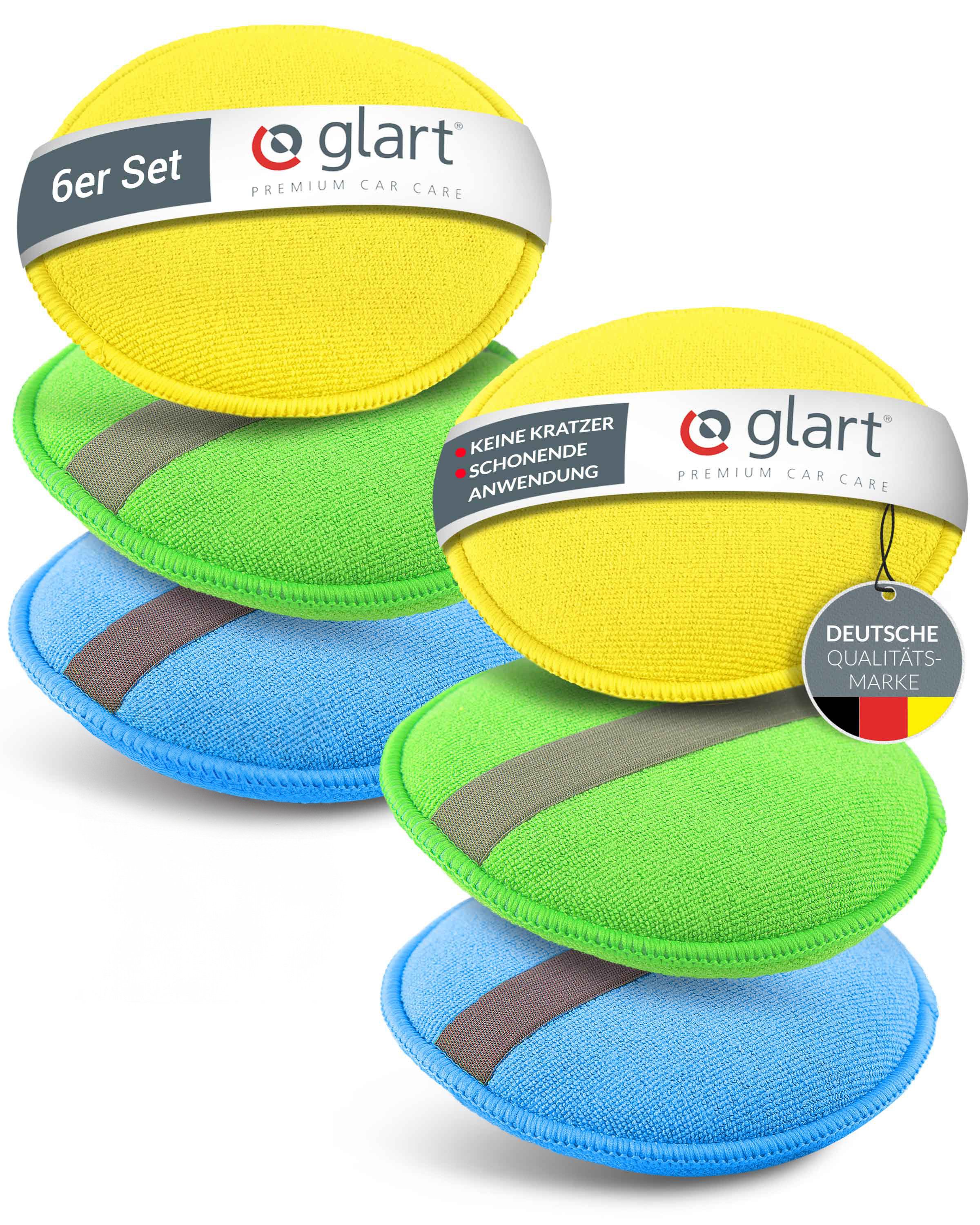 Glart 46PP Mikrofaser Auto Polierschwamm 6er Set, für Wachse & Polituren Mikrofaserpad (40% PE 10% PA 50% Polyurethan)