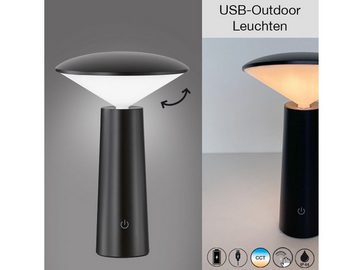 FHL easy! LED Außen-Tischleuchte, Outdoor 2er SET ohne Strom-Kabel mit Akku & Touch-Sensor zum Dimmen – aufladbar mit USB