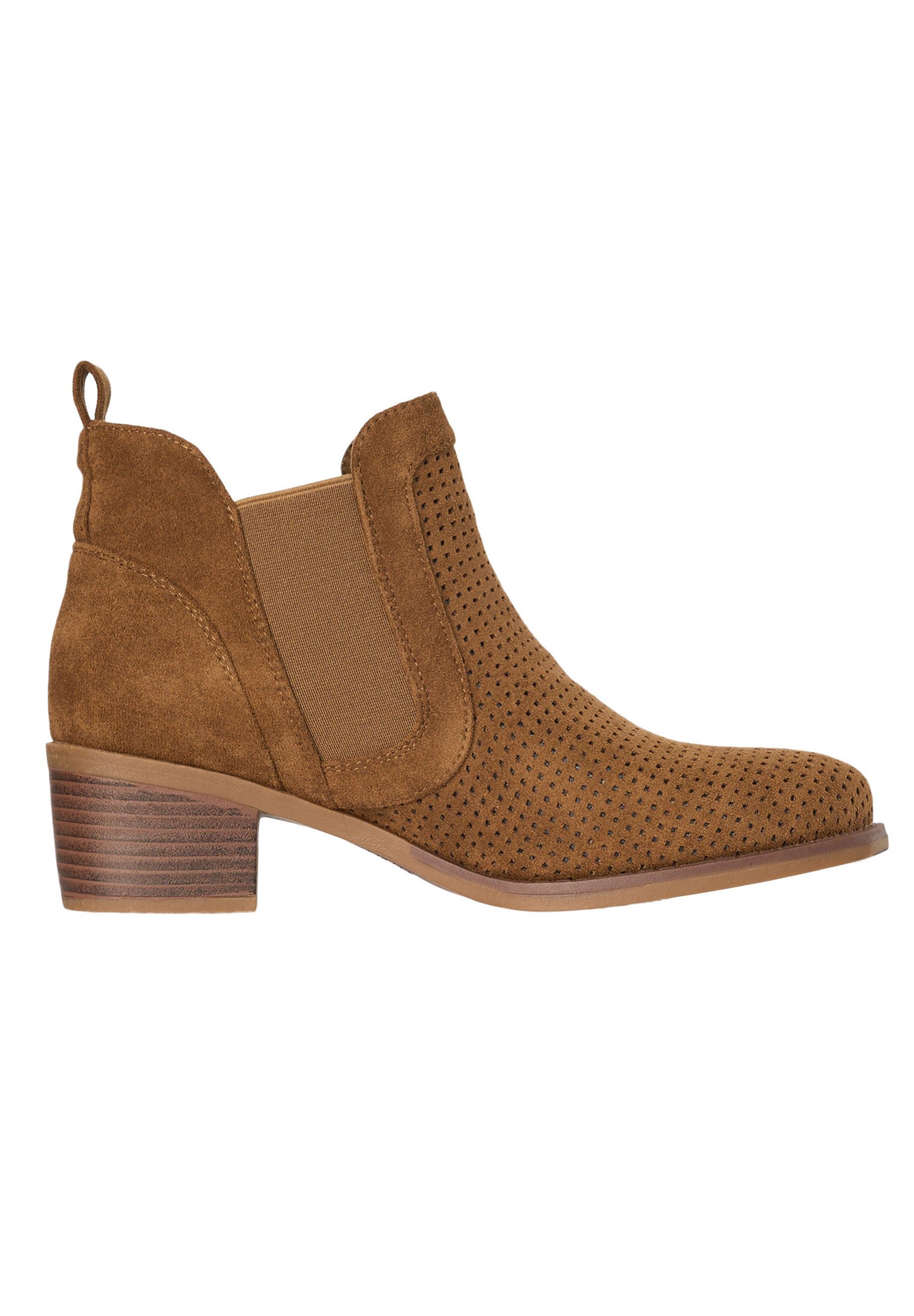 Salinyang Damen Chelsea Boots mit Lochstruktur, Zipper & Blockabsatz Stiefelette – Bild 2 von 5