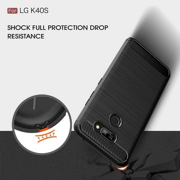 König Design Handyhülle LG K40S, LG K40S Handyhülle Carbon Optik Backcover Grau