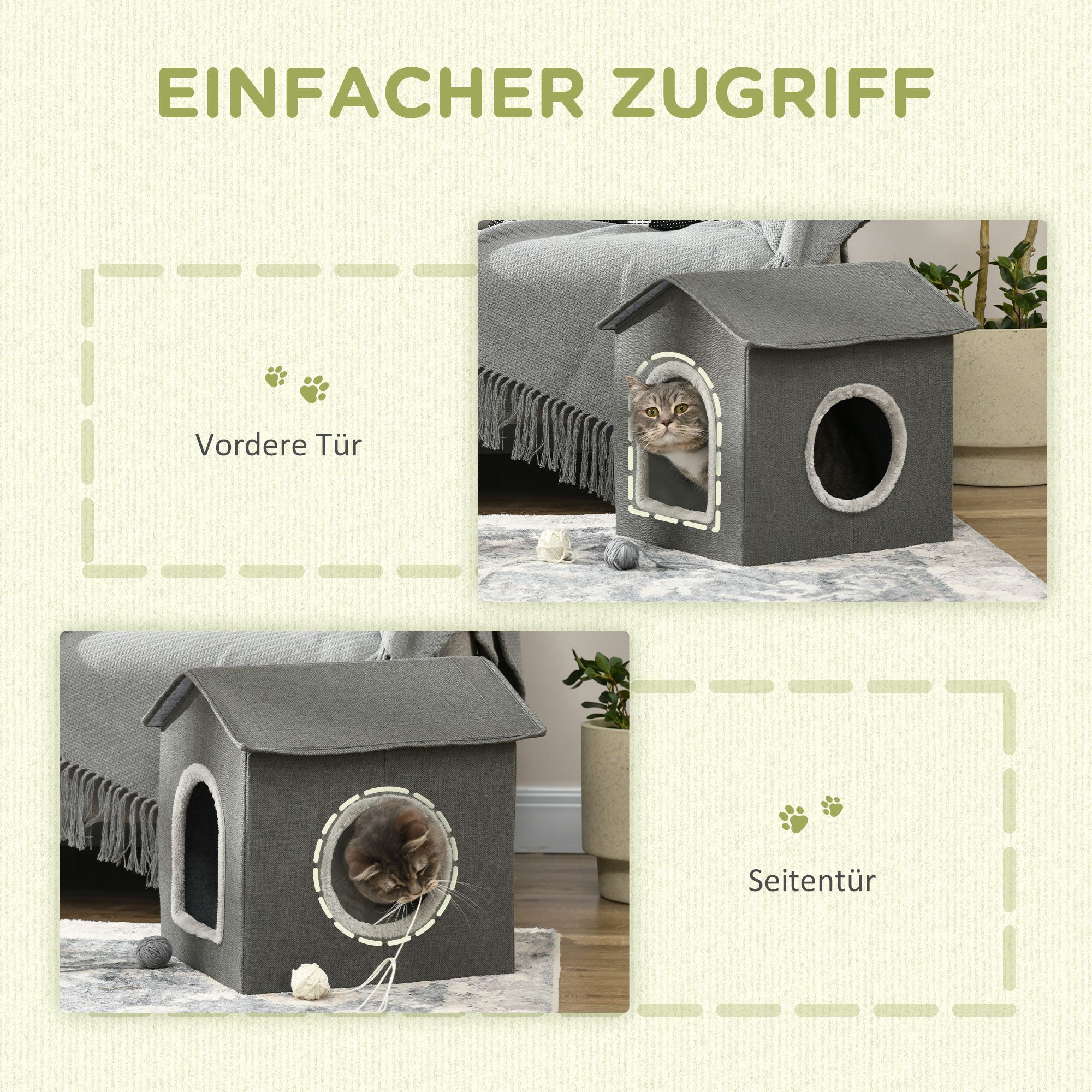 PawHut Tierbett Katzenhaus, Polyester, BxLxH: 43,5 x 39 x 40,5 cm