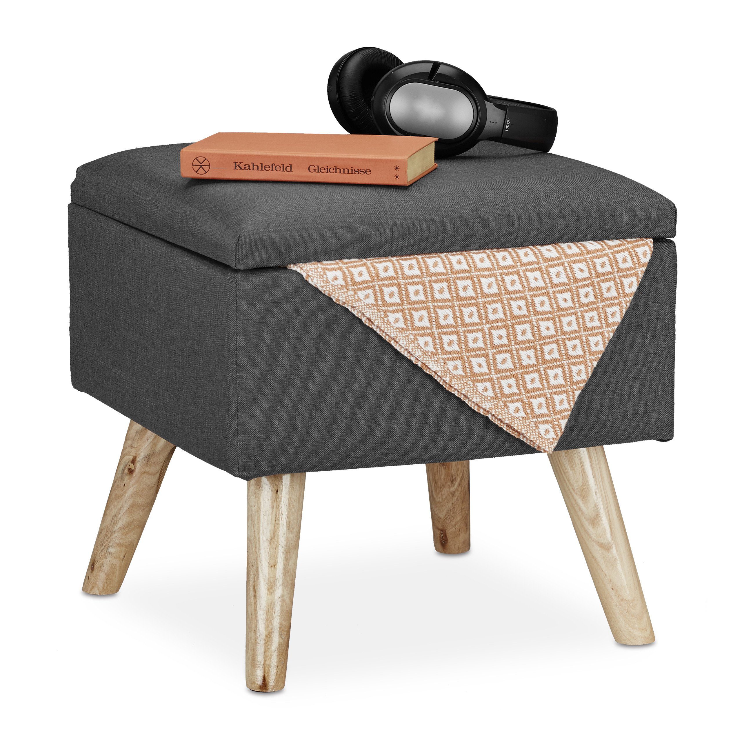 relaxdays Stauraumhocker Hocker mit Stauraum, grau günstig online kaufen