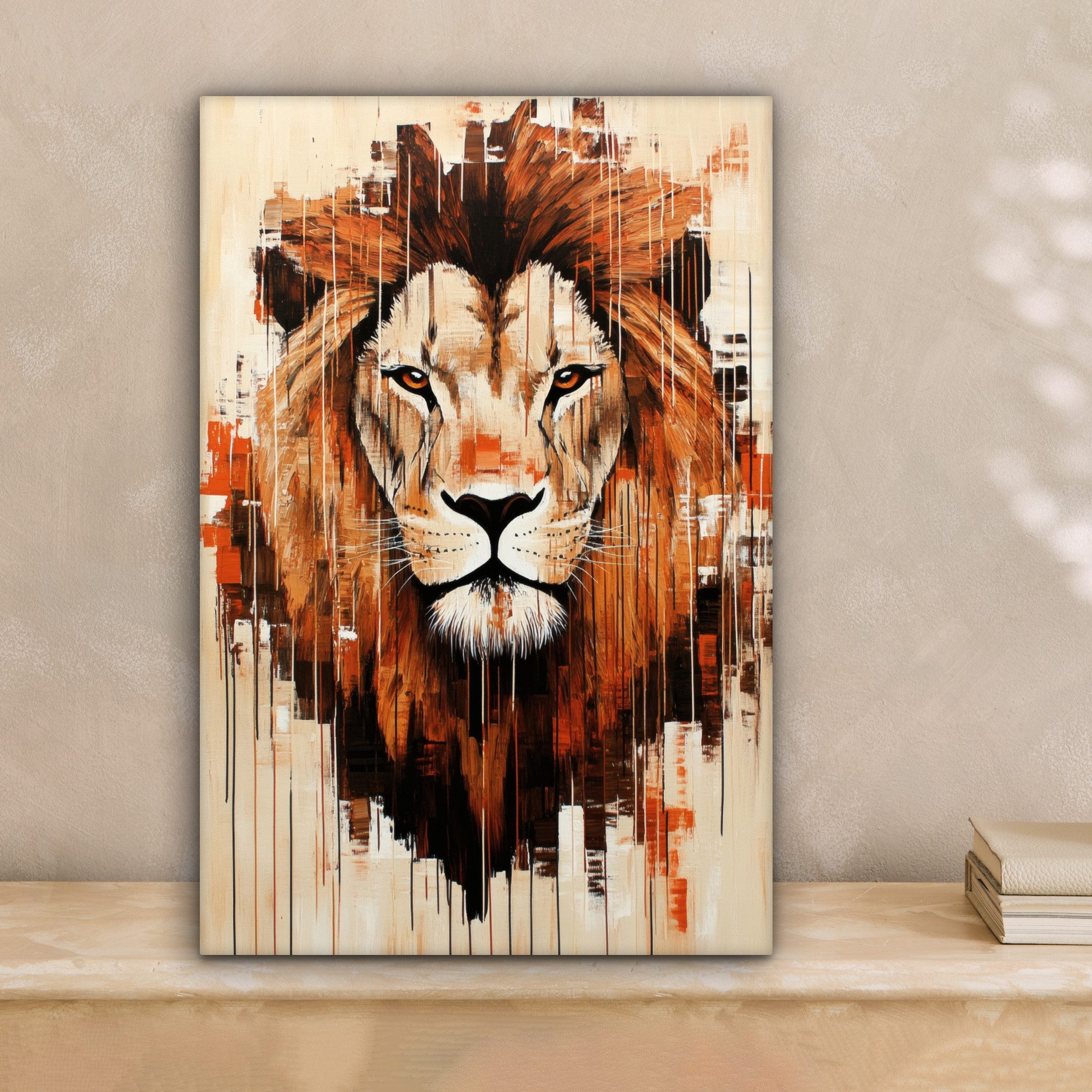 OneMillionCanvasses® Leinwandbild Löwenkopf - Leinen - günstig online kaufen