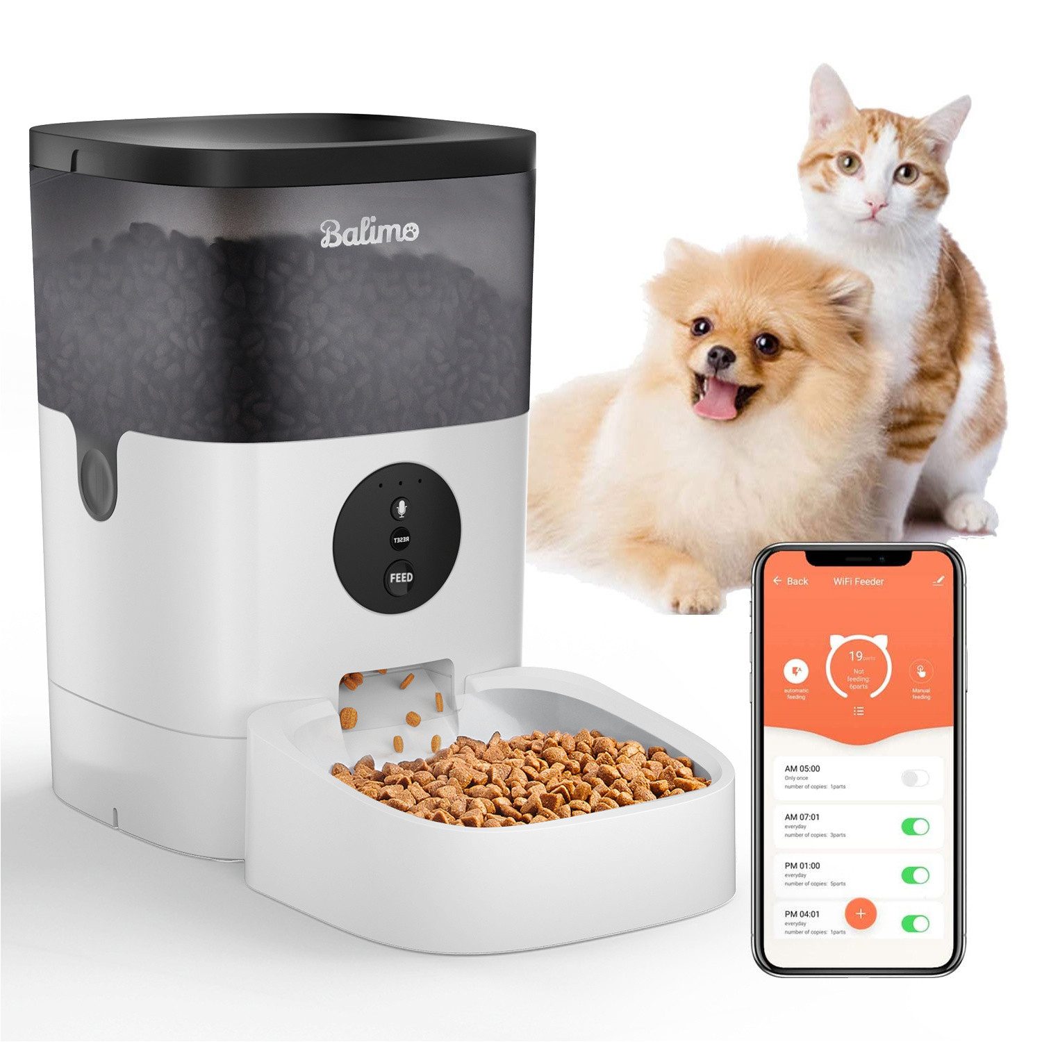 Futterautomat 4L WIFI APP Automatischer Futterautomat Katze Hunde Futterspender