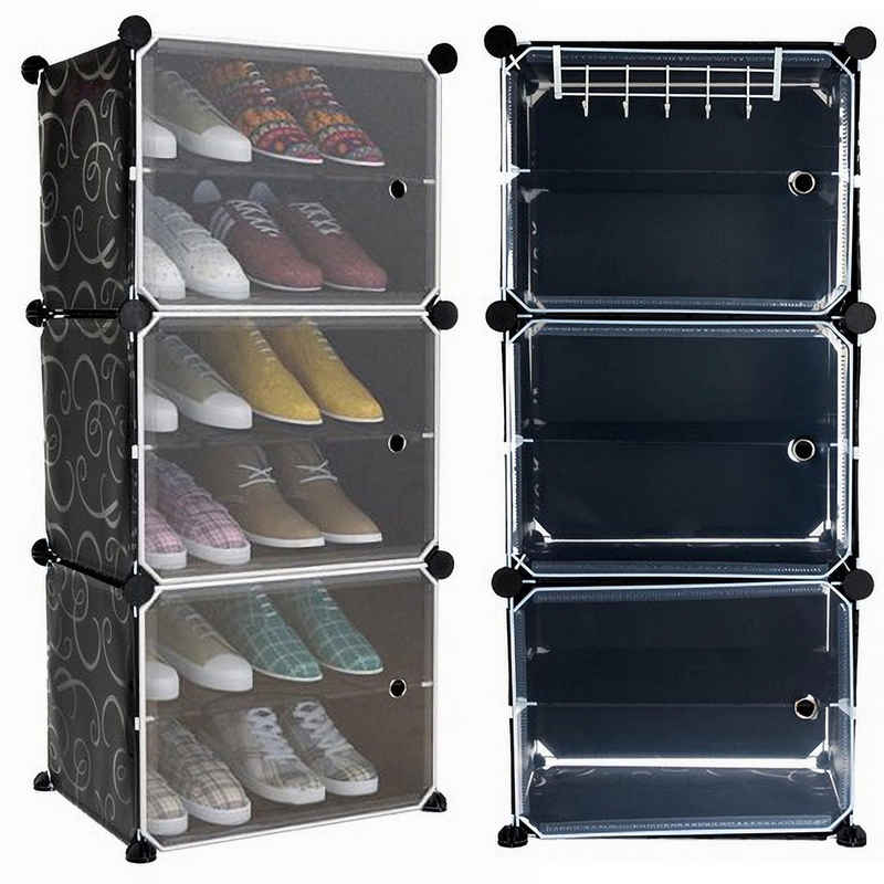 NYVI Schuhschrank Schuhregal 44x93x30 cm Modular Schuhschrank mit Transparenten Türen (1-St) Platzsparende Schuhaufbewahrung, Einfache Montage, Kunststoff Metall