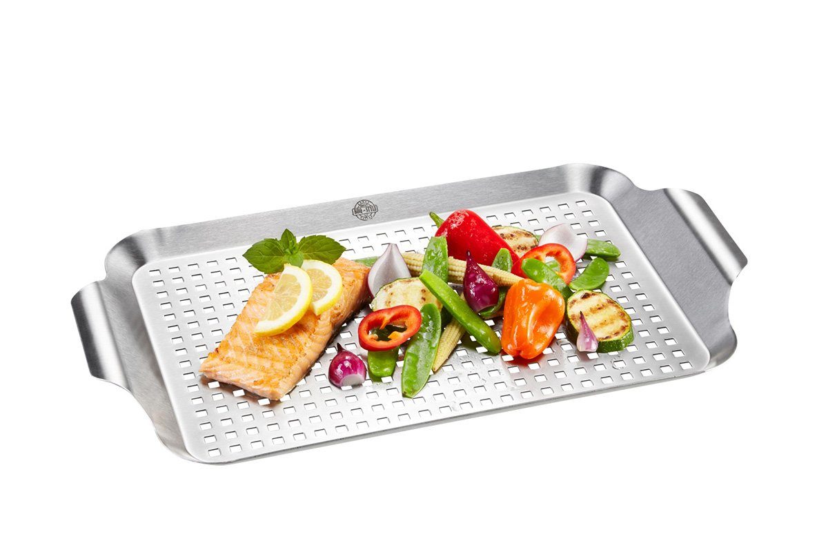 GEFU Grillpfanneneinsatz Grillpfanne Bbq groß Edelstahl Grill Pfanne Bratpf