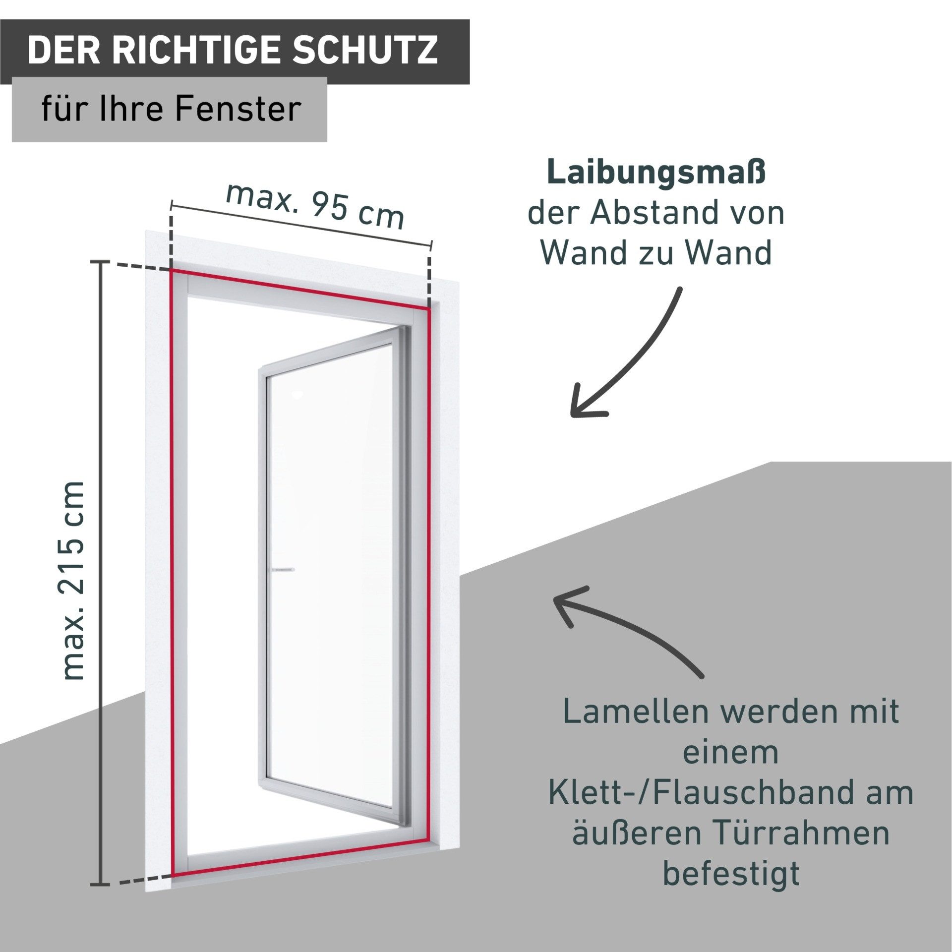 Windhager Insektenschutz-Vorhang RHINO IS, Türvorhang mit Magnetverschluss für Balkon- und Terrassetür, Fliegengitter-Vorhang Magnet, Gewebe 95 x 215 cm, anthra – Bild 5 von 5