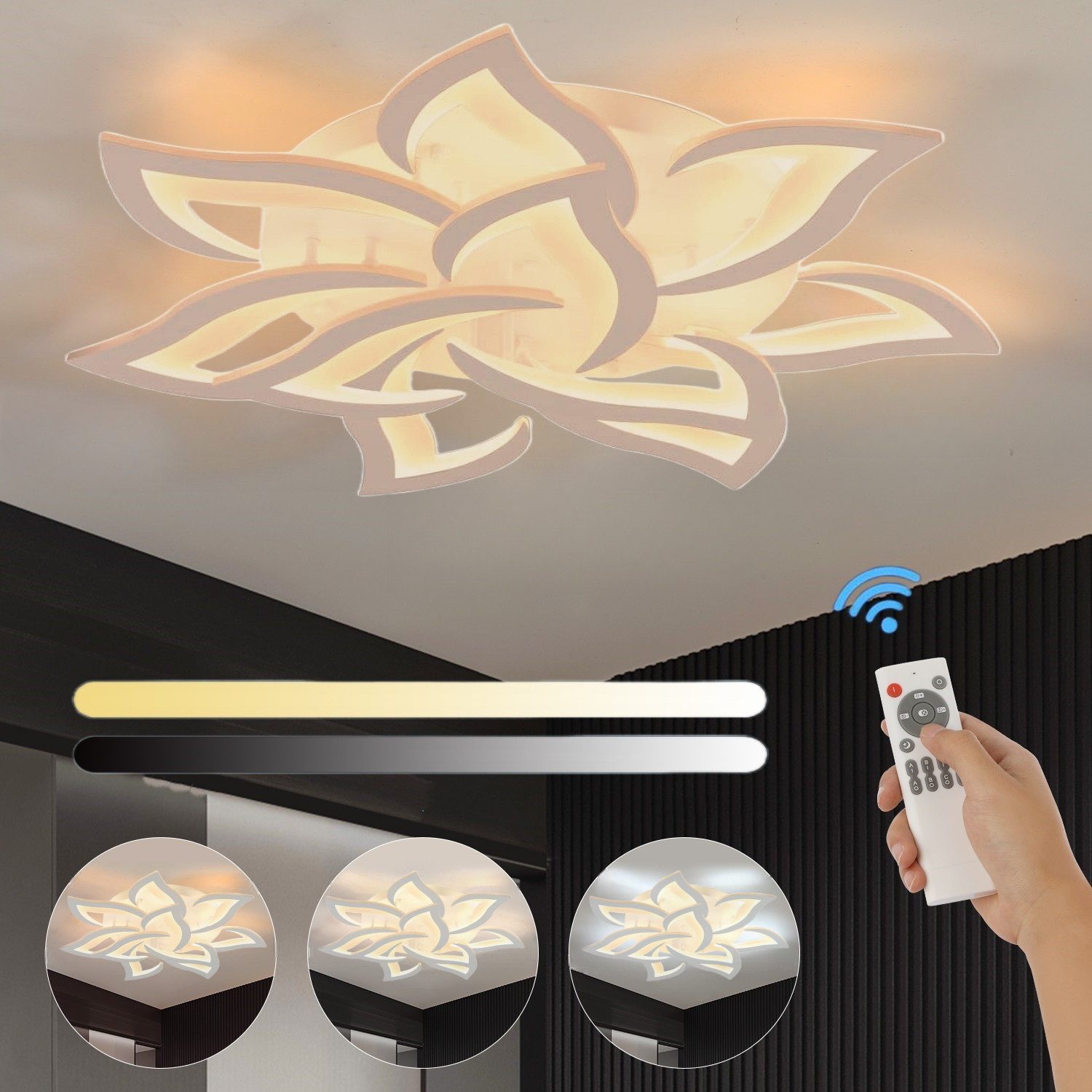 LETGOSPT Deckenleuchte 50W LED-Deckenleuchte, dimmbar, Wohnzimmerlampe günstig online kaufen
