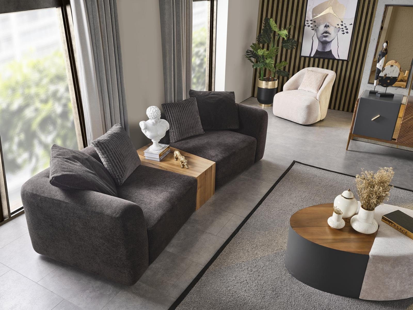 Wohnzimmer Sofas 3-Sitzer Sitzer Textil Modern Möbel Polster 3 JVmoebel Sofa grau Neu