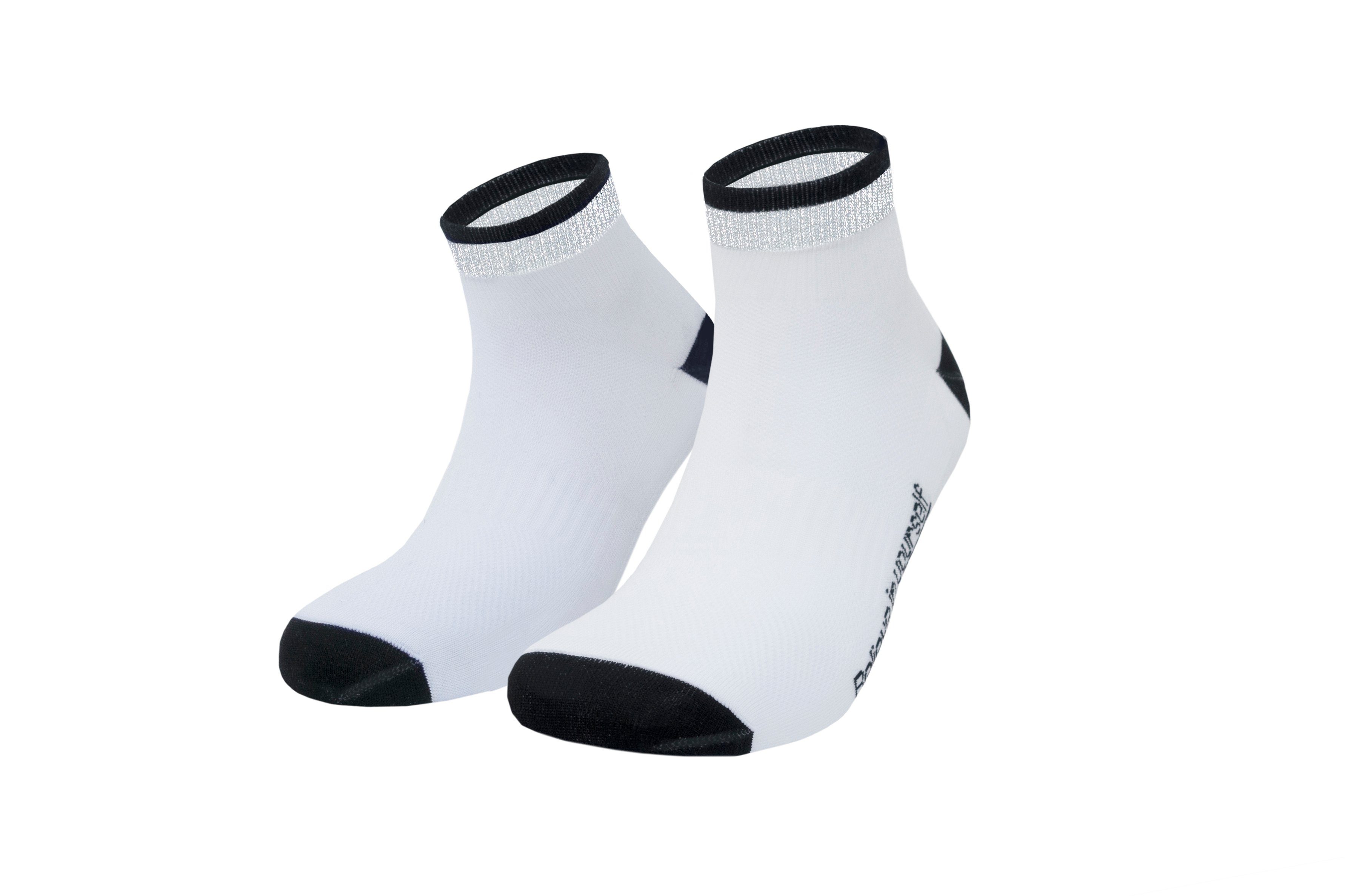 PIPPO Amsterdam Sportsocken Kurze Rennradsocken Reflektierende /weiss schwarz