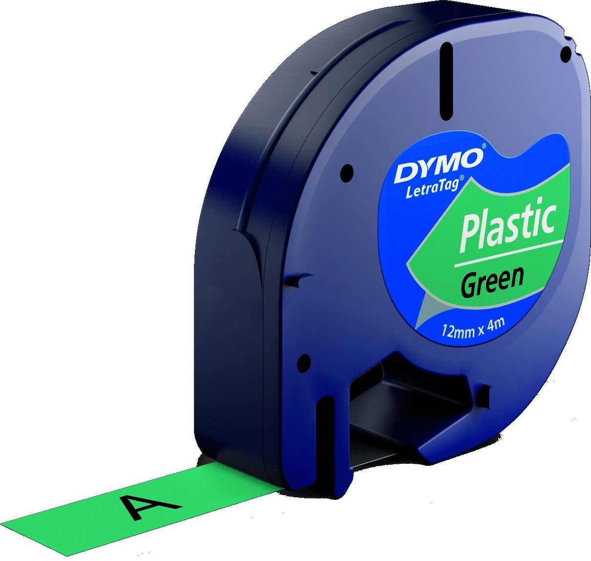 DYMO Beschriftungsband Etikettenband LetraTag 12mm x 4m schwarz auf grün (10 Stück)