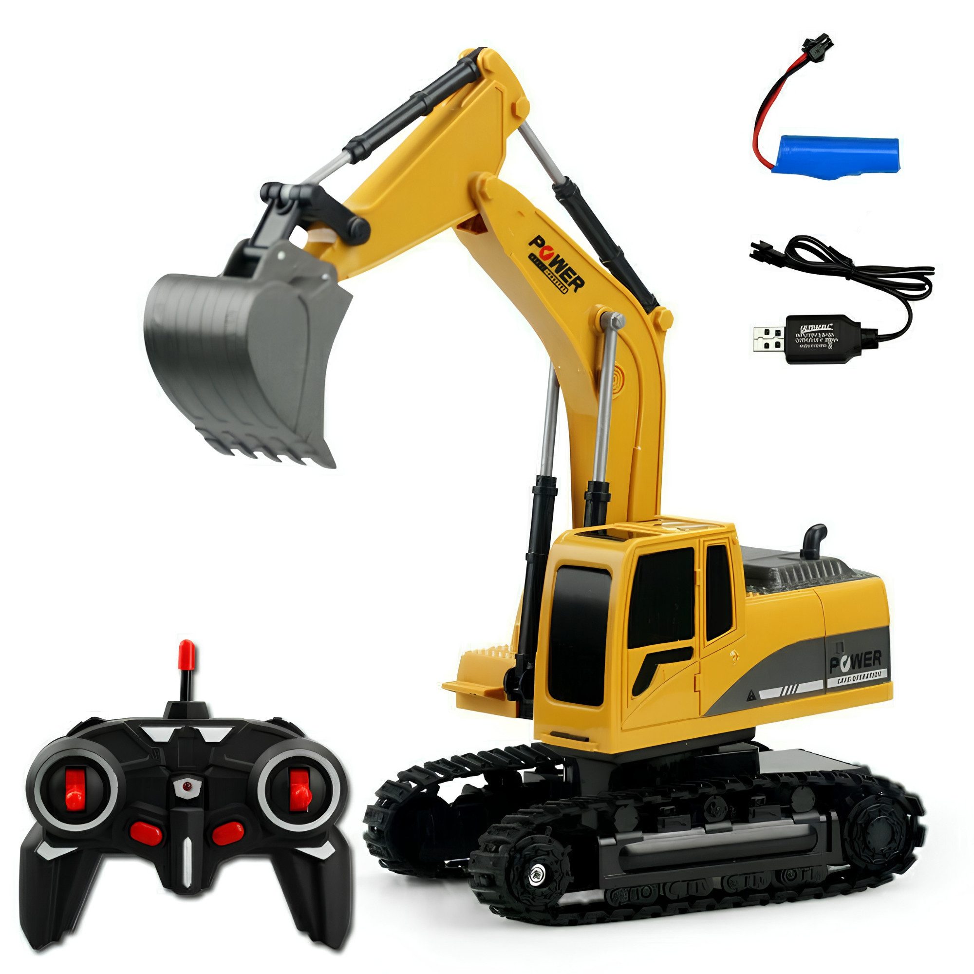 Athlix RC-Bagger Ferngesteuerter Bagger RC-Baufahrzeug mit Fernbedienung, Moderne 2,4 GHz Übertragung verhindert Frequenzüberlappungen