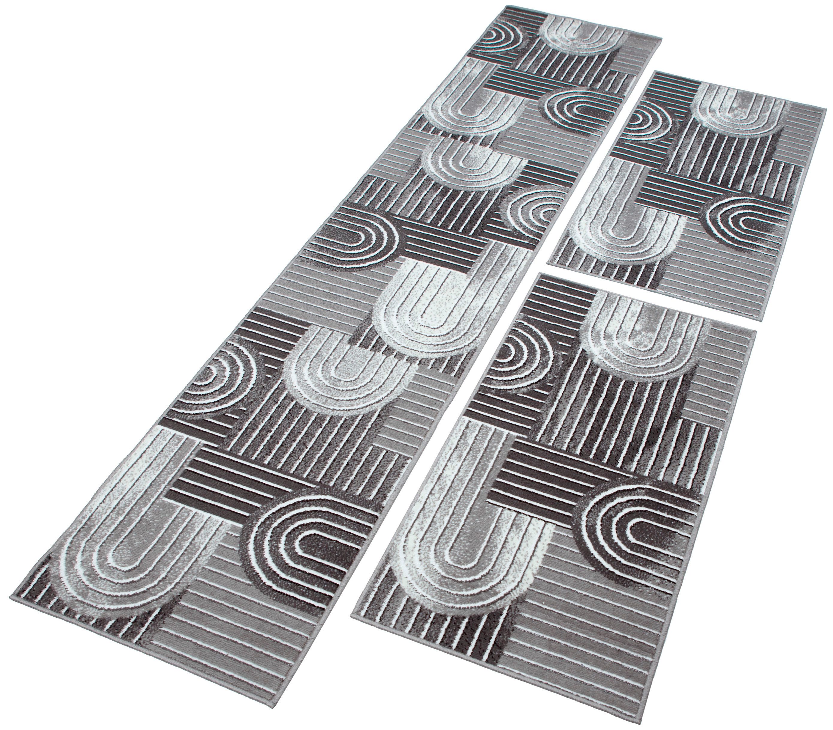 OTTO home Bettumrandung Lyssandra, Höhe 8 mm, (3-tlg), 3D-Effekt, softer Kurzflor, pflegeleicht, leichter Glanz, Scandi-Look