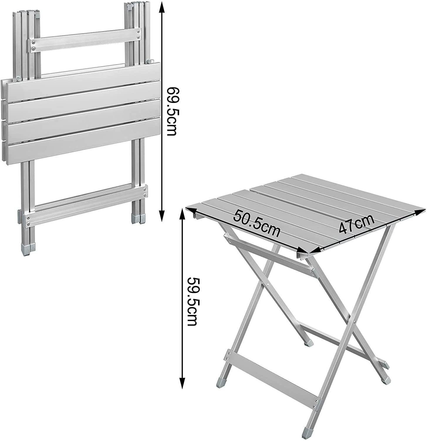 Woltu Campingtisch (1-St), Gartentisch Klappbar aus Aluminium,50.5x47x59.5cm