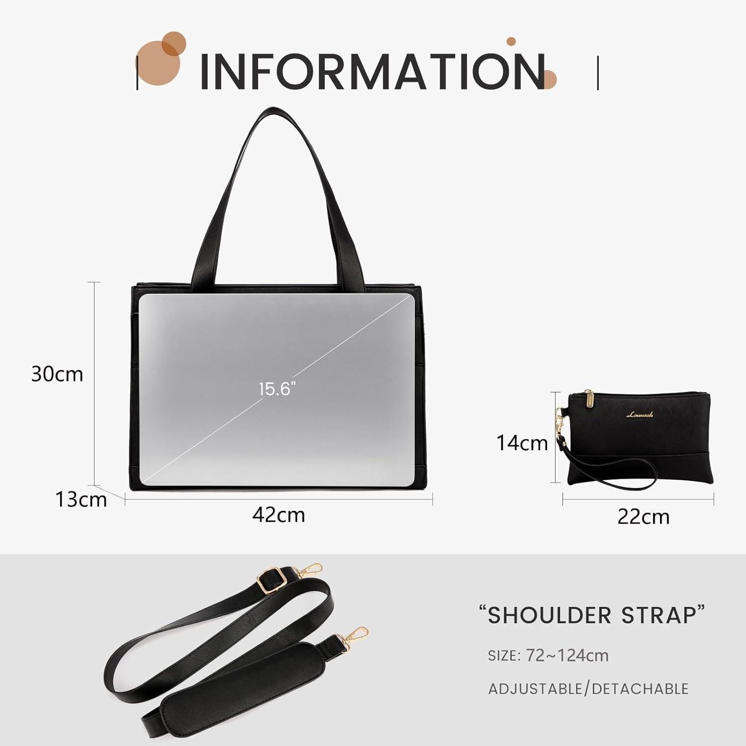 LuxusKollektion Laptoptasche Laptoptasche Damen 15,6 Zoll PU Leder Aktentasche 15.6 Zoll A-schwarz