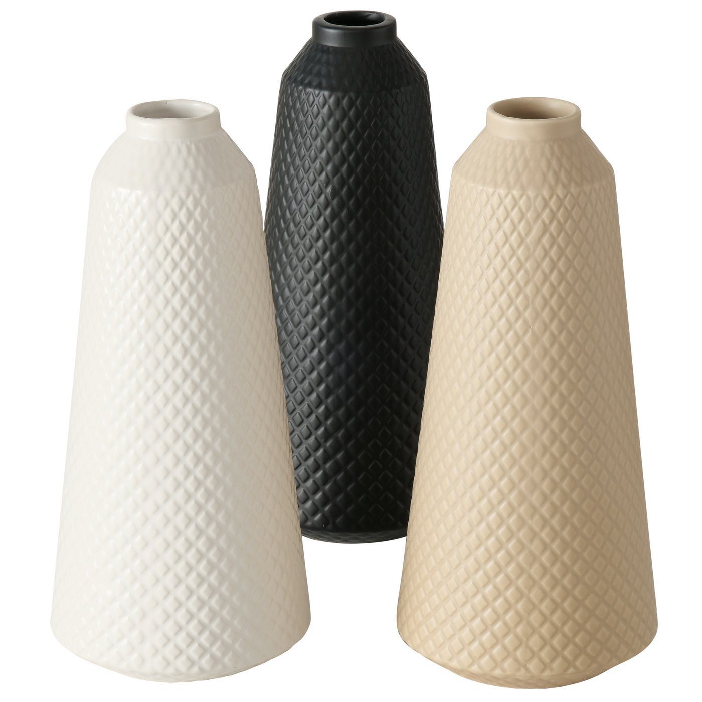 beige/schwarz/weiß, Dekovase Keramik Vase 3er Set (3 aus BOLTZE (Dolomit) "Monrovia St) in "