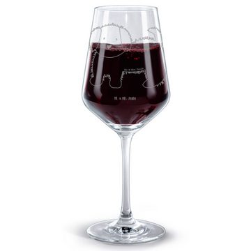 Mr. & Mrs. Panda Rotweinglas Hund Flauschig - Transparent - Geschenk, Hunderasse, Rotwein Glas, Hu, Premium Glas, Stilvolle Gravur