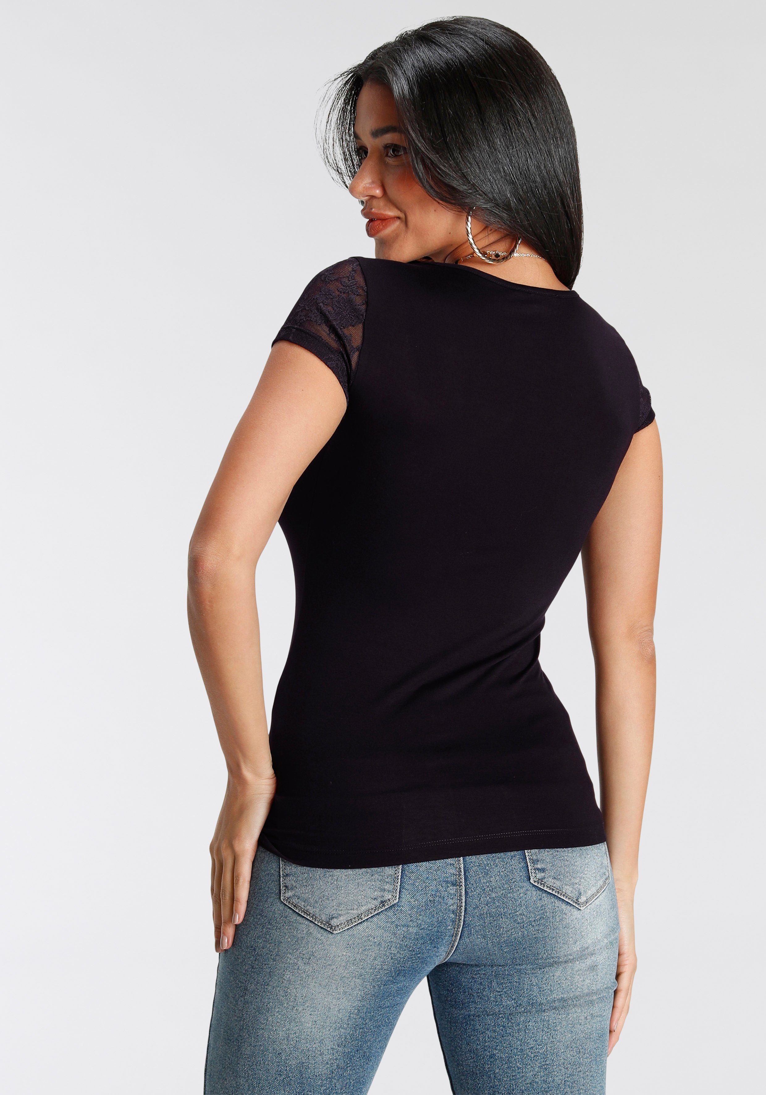 Melrose T-Shirt Kurzarm, feminin geschnitten, asymmetrischer günstig online kaufen