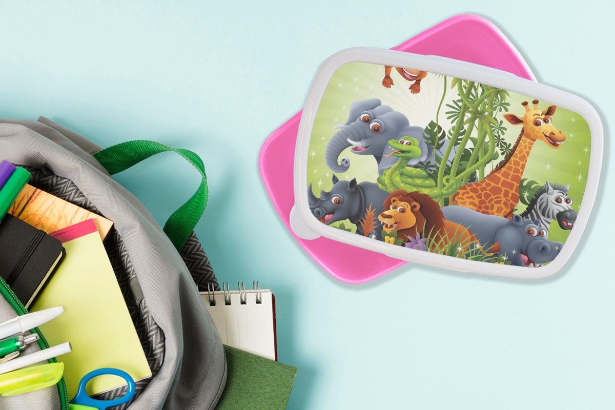 Giraffe (2-tlg), Kinder für Erwachsene, Snackbox, - Brotdose Elefant Mädchen, Brotbox Kunststoff, - Kunststoff Dschungeltiere Kinder, Lunchbox rosa MuchoWow - Löwe, - Pflanzen -