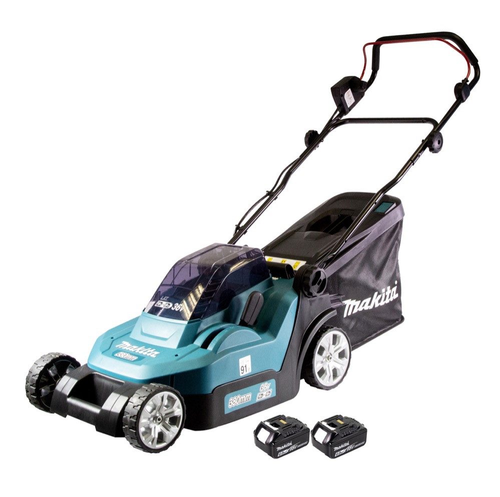 Makita Akkurasenmäher DLM 432 G2 Akku Rasenmäher 36 V (2x 18 V) 43 cm Brushless + 2x Akku