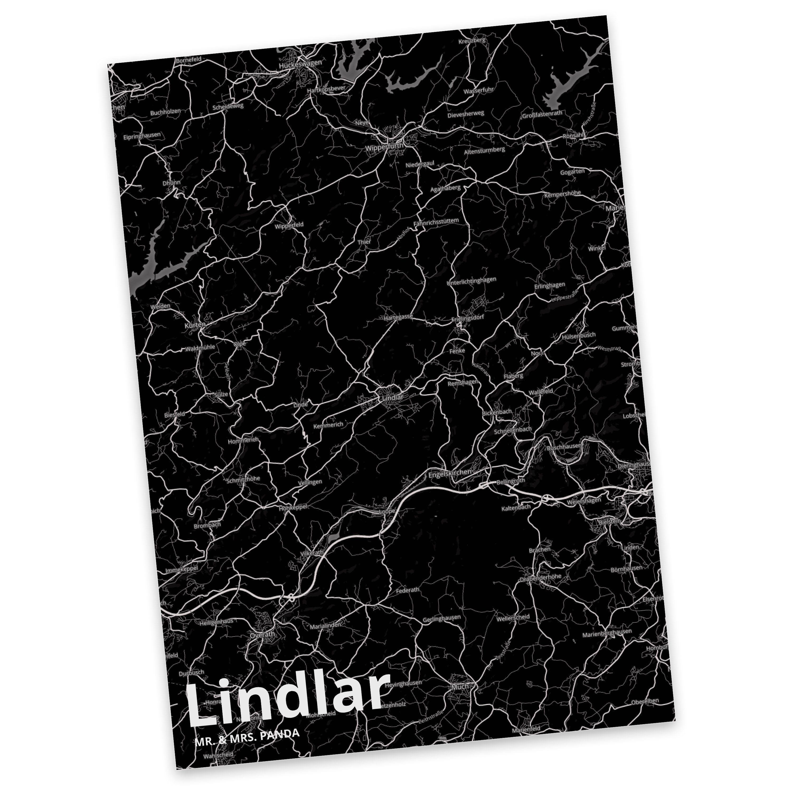 Mr. & Mrs. Panda Postkarte Lindlar - Geschenk, Städte, Dorf, Einladungskarte, Stadt Dorf Karte L