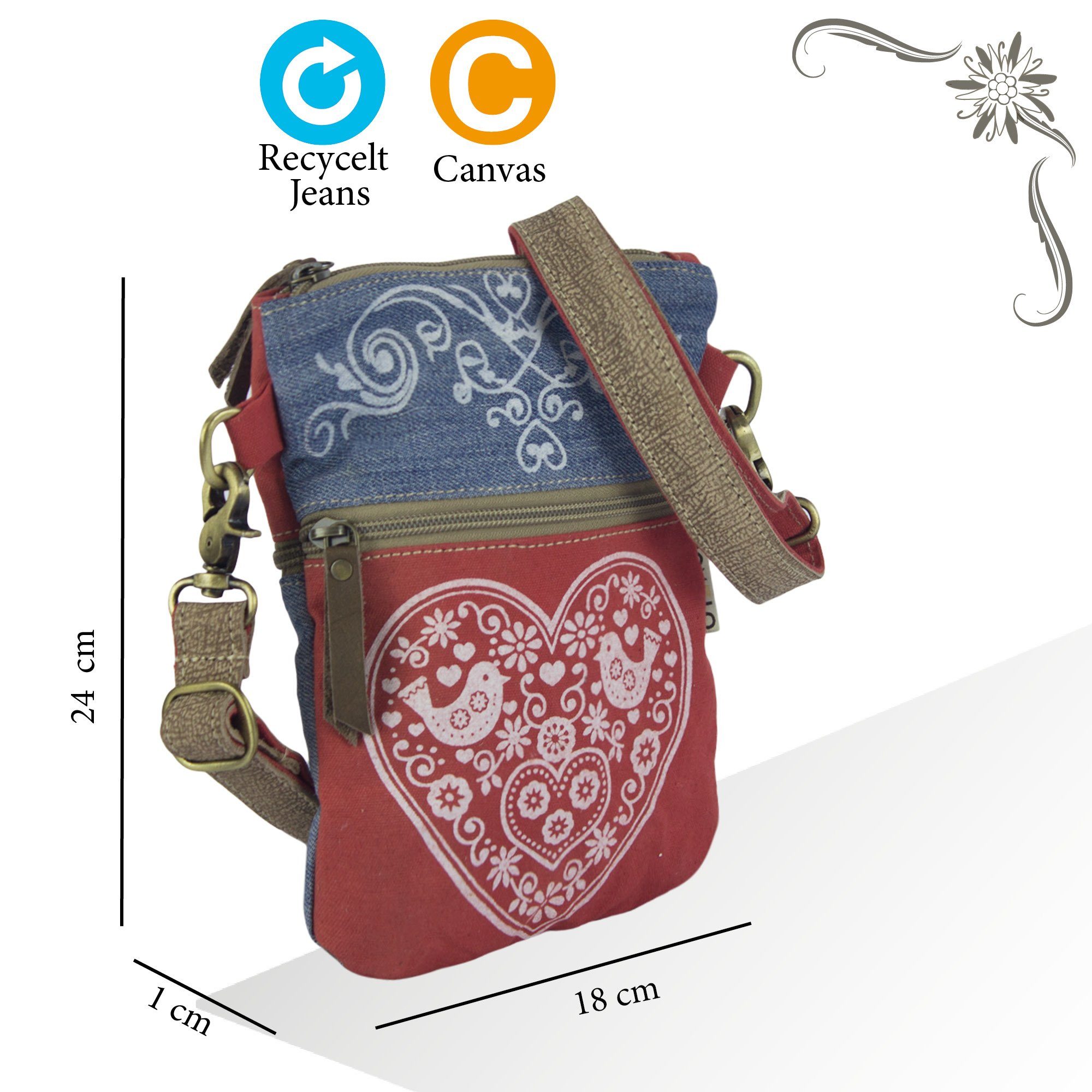 Domelo Trachtentasche Trachtentasche mit Herz Aufdruck Oktoberfest Tasche