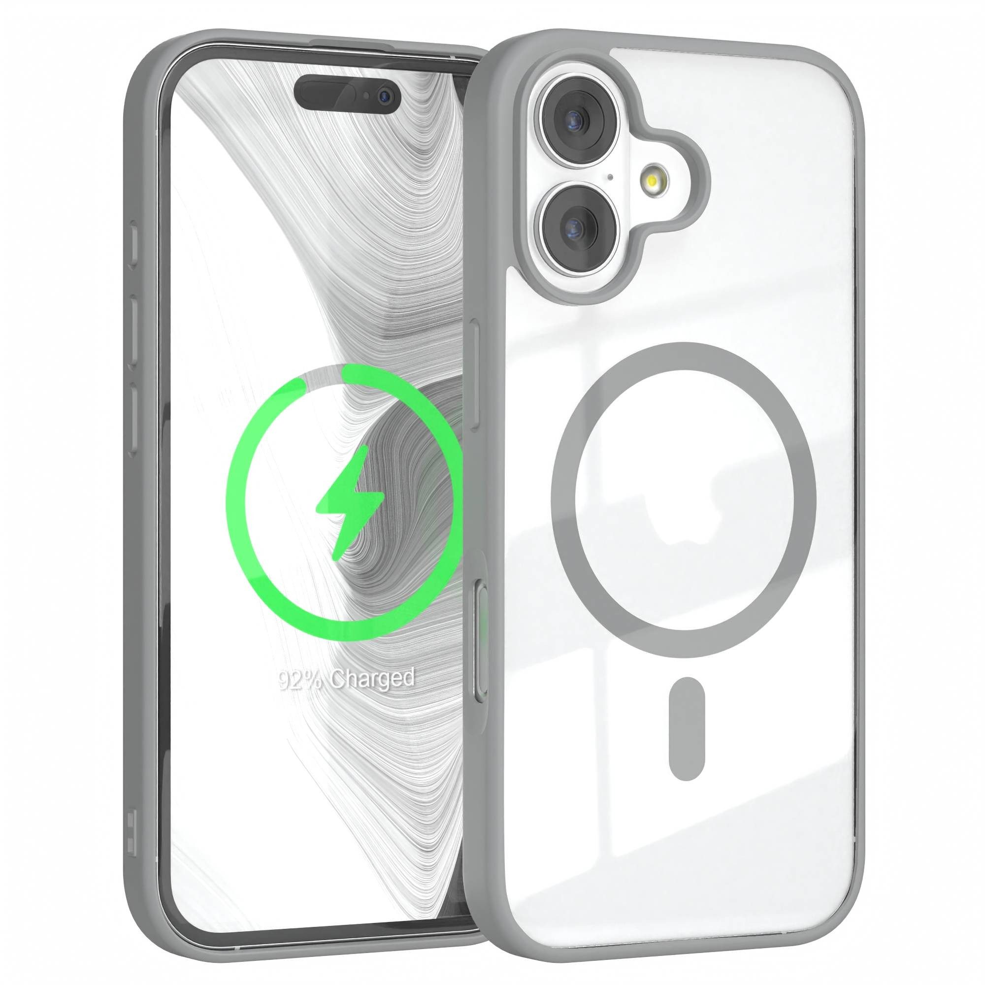 EAZY CASE Handyhülle Transparente Hülle mit MagSafe für iPhone 17 6,3 Zoll, Back Cover Slimcover mit Displayschutz, Magsafefunktion, Bumper-Hülle