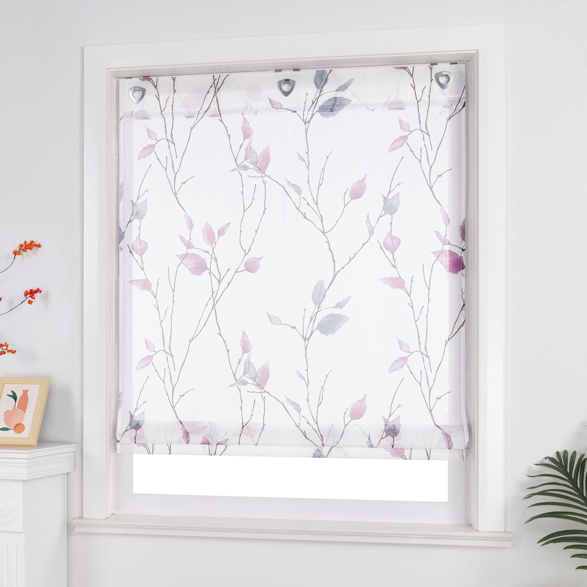 Joyswahl Raffrollo, mit Hakenaufhängung, ohne bohren, mit Zweig und Blattmo günstig online kaufen