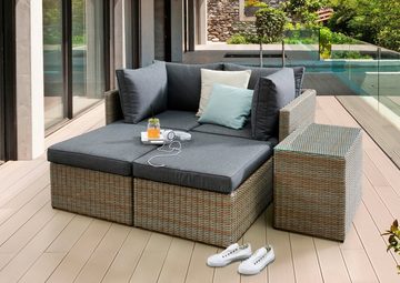 Destiny Balkonset IBIZA, (Set, 13-tlg), aus Polyrattan, Tisch 71x40x53 cm, naturfarben, inkl. Auflagen