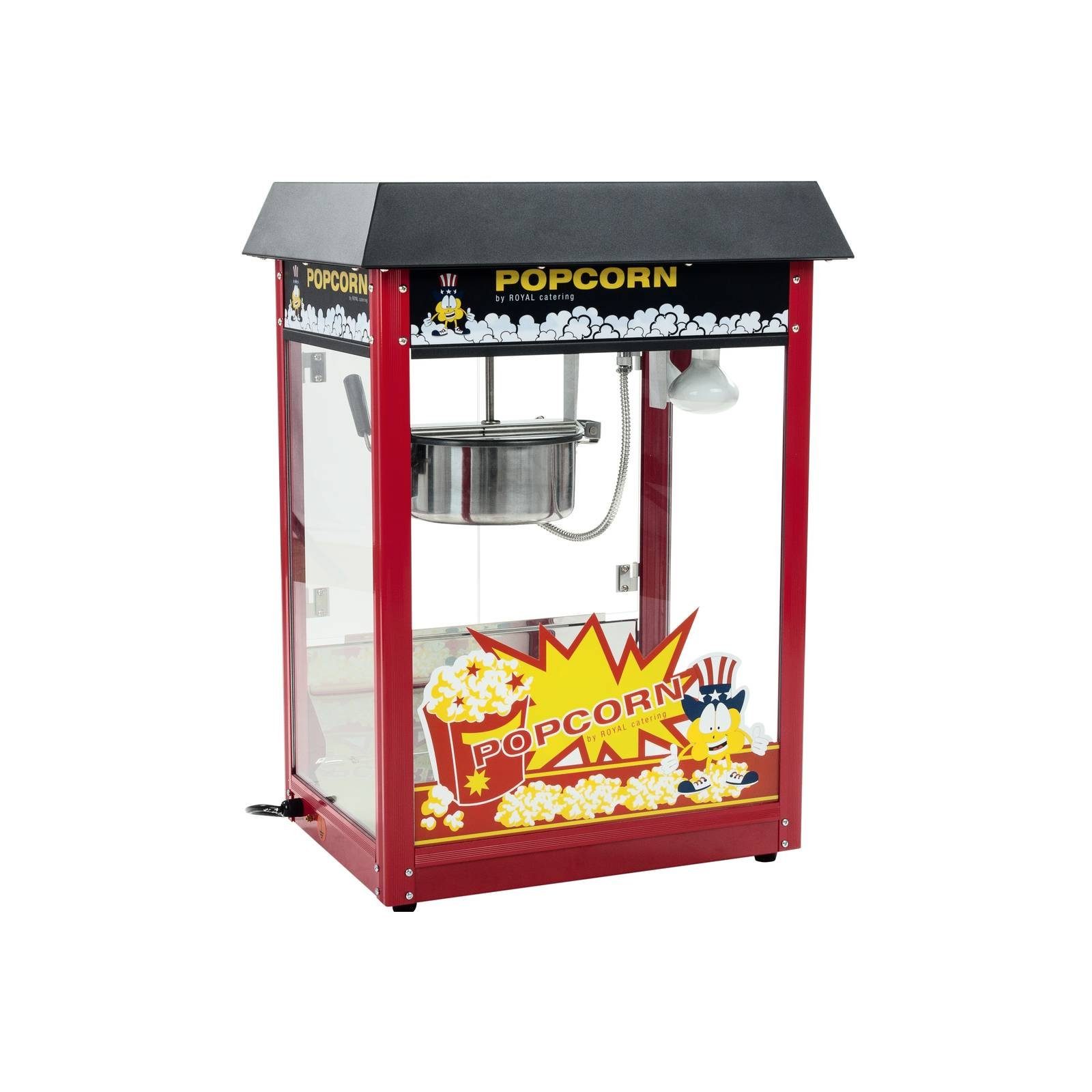Royal Catering Popcornmaschine Popcornmaschine Popcornmaker Retro Popcornautomat 1600W 5Kg Dach