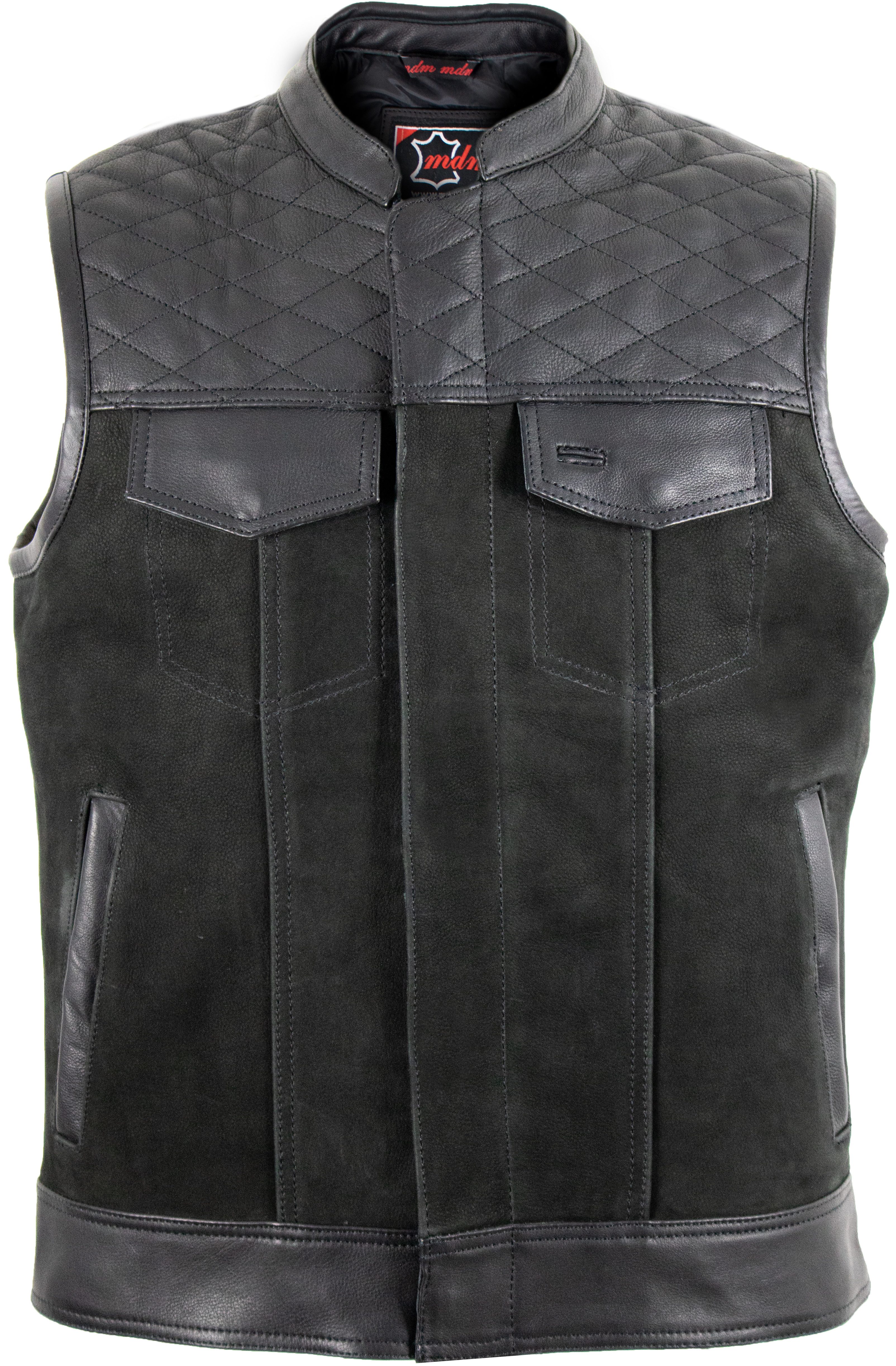 MDM Lederweste Custom Biker Lederweste Nubuk mit Reißverschluss Hunter Bike günstig online kaufen