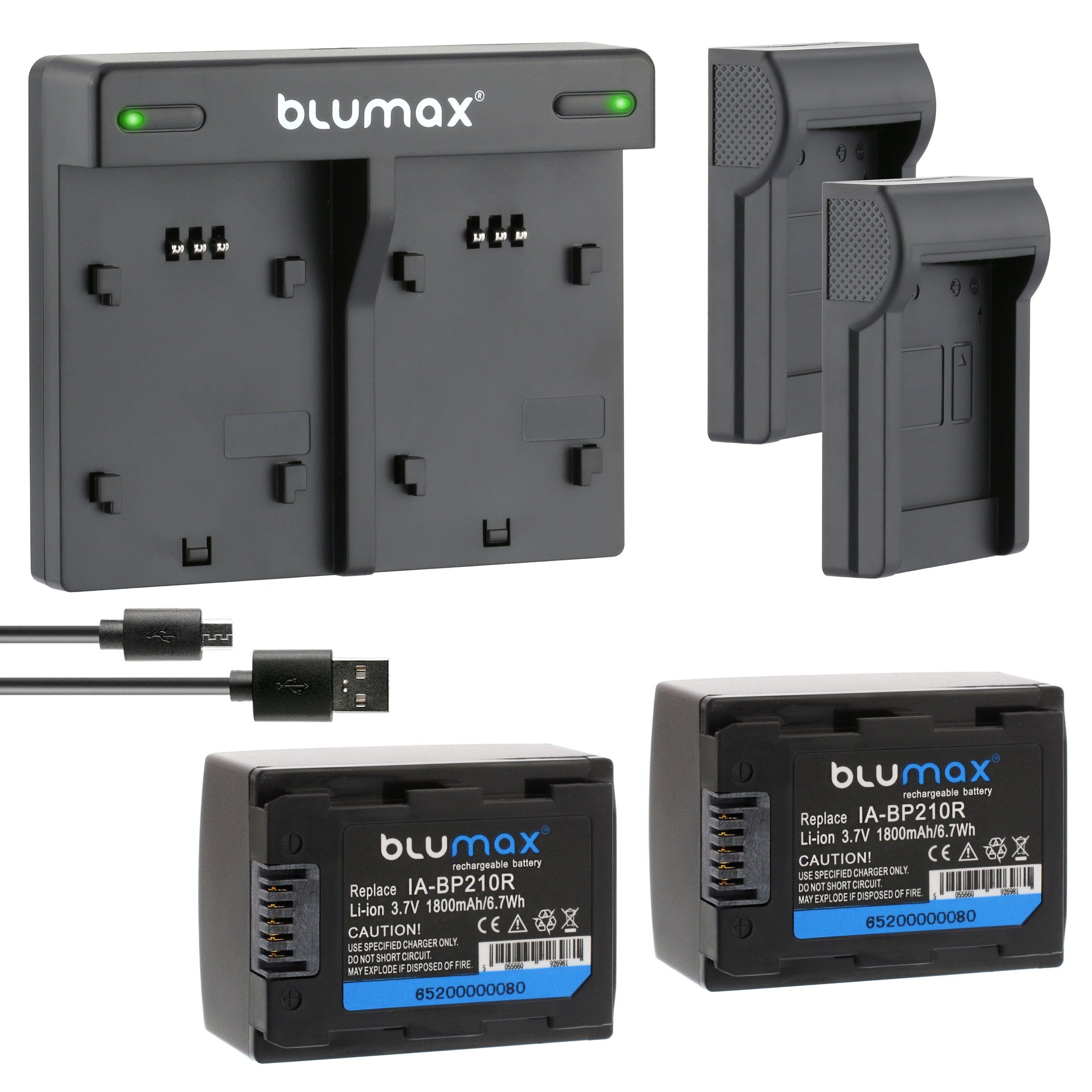 Lader Kamera-Akku Samsung 1800mAh Set Blumax HMX-H300BN mit für BP-210R