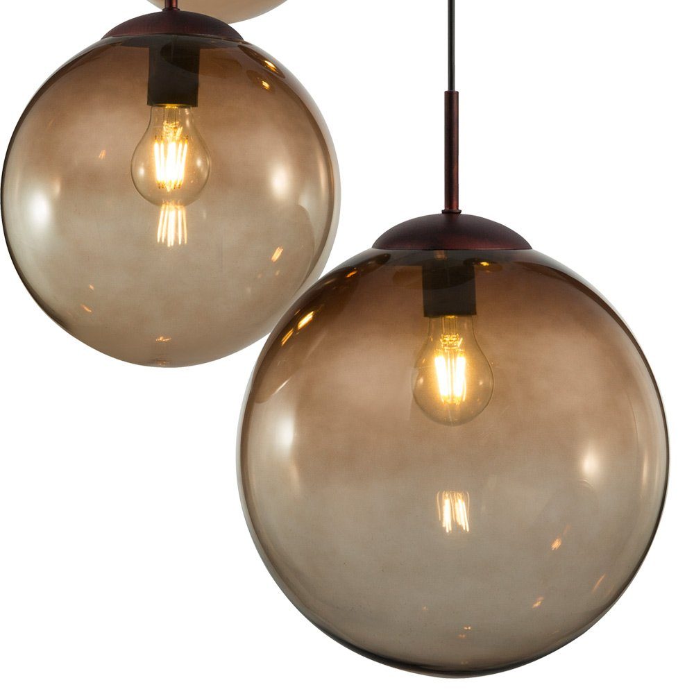 etc-shop Decken Glas mit amber nicht Leuchtmittel in Kugelleuchte, Hängeleuchte Lampenschirmen inklusive, Pendelleuchte