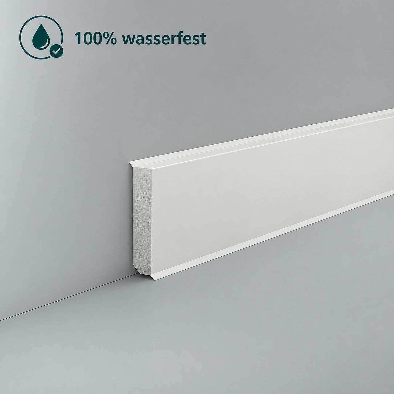 Südbrock Sockelleiste Sockelleiste Hartschaum PVC 12 x 60 Dichtlippe RAL 9010, L: 250 cm, H: 6 cm, 1-St.