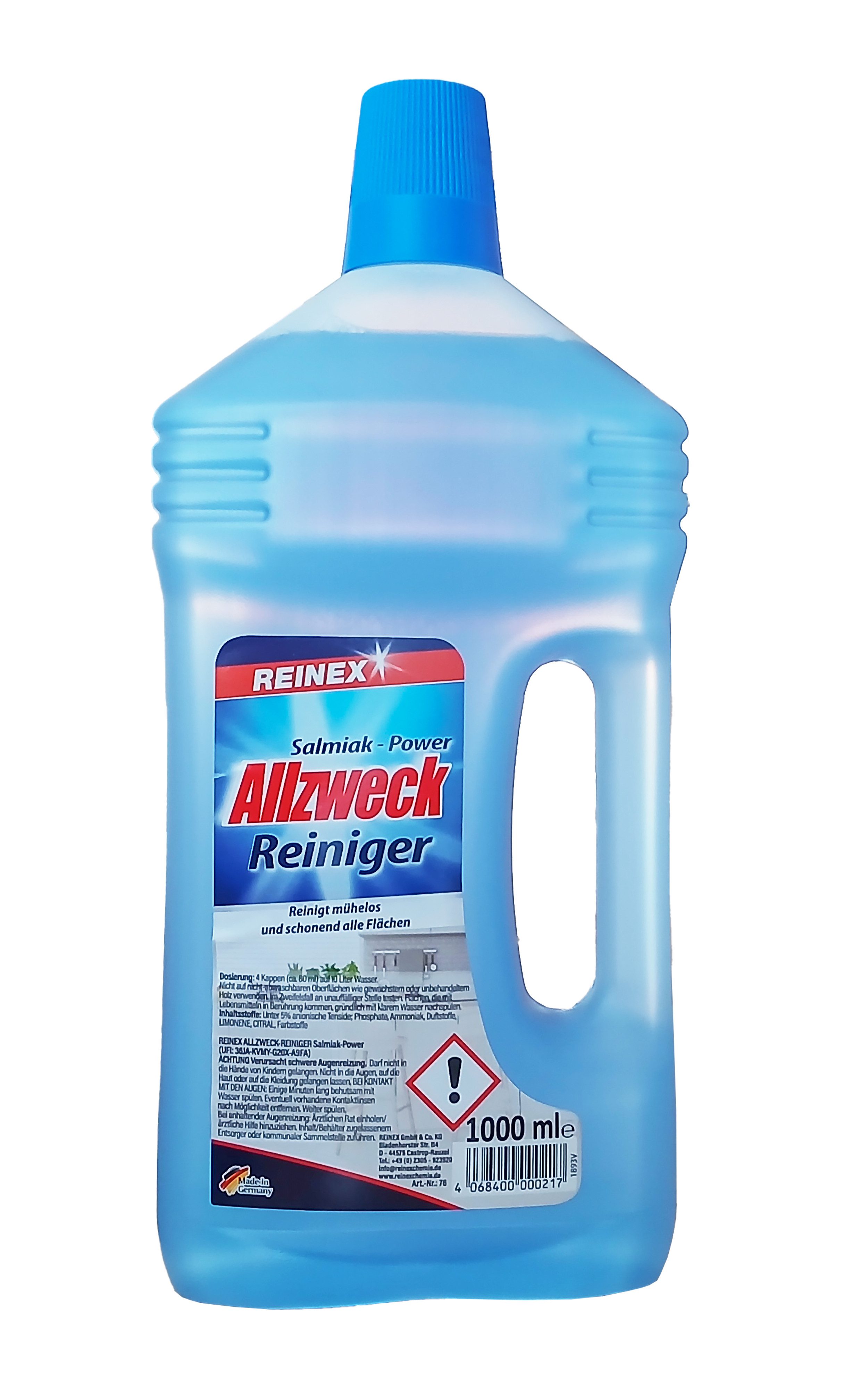 Reinex ALLZWECKREINIGER mit Salmiak-Power 1L Putzmittel Universalreiniger 17 Allzweckreiniger (Haushaltsreiniger Reiniger Allesreiniger Fleckentferner)